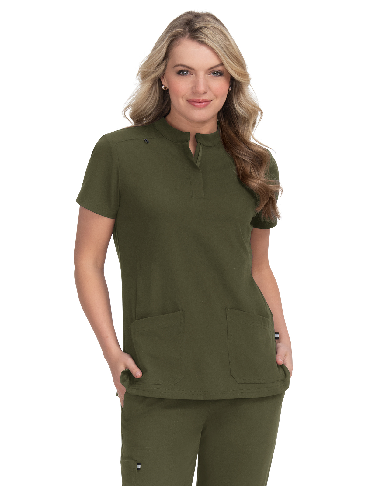 koi - Next Gen - Women's Four-Pocket Zipper-Neck Mandarin Collar Driven Top 7