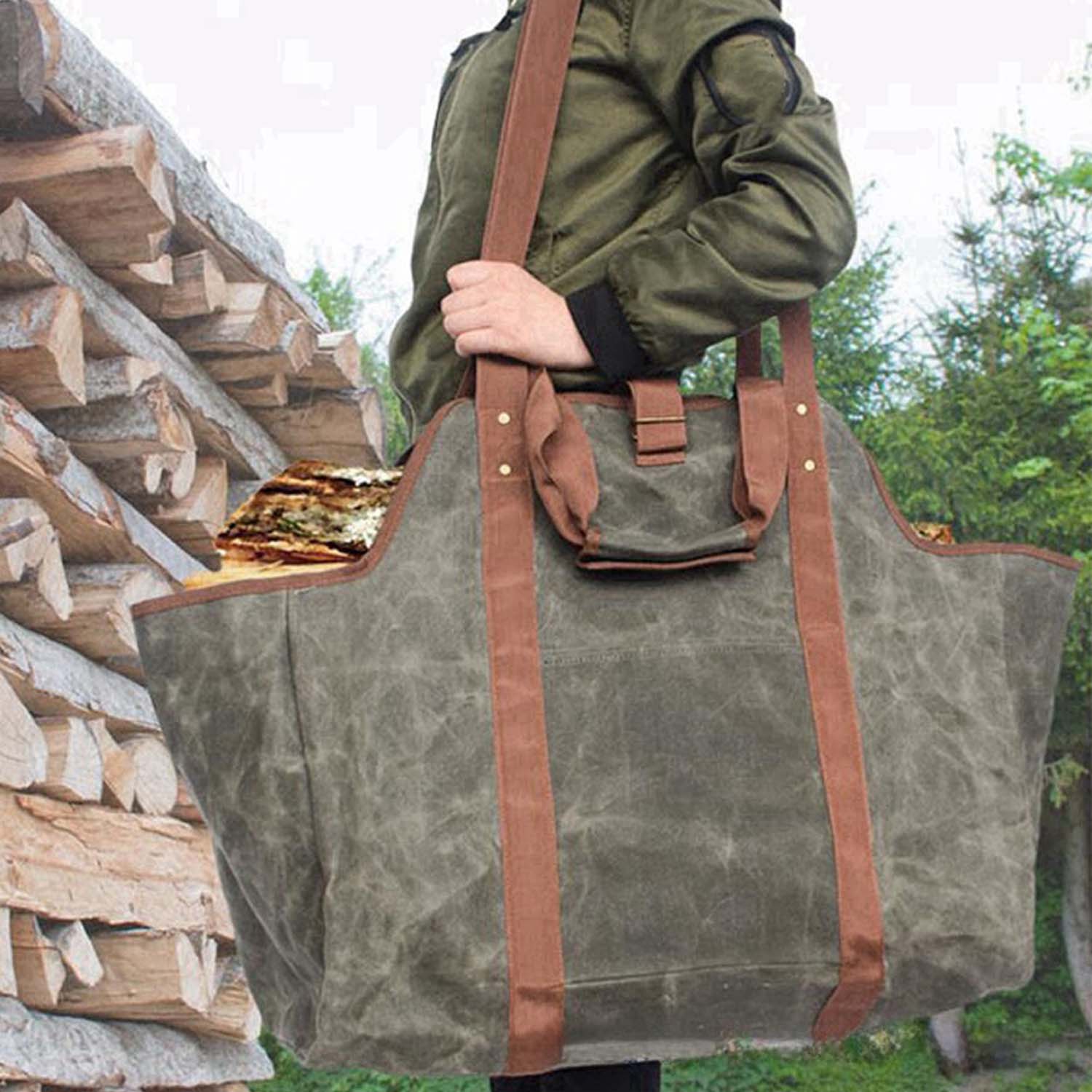 Large Capacity Waxed Canvas Logging Storage Bag 5