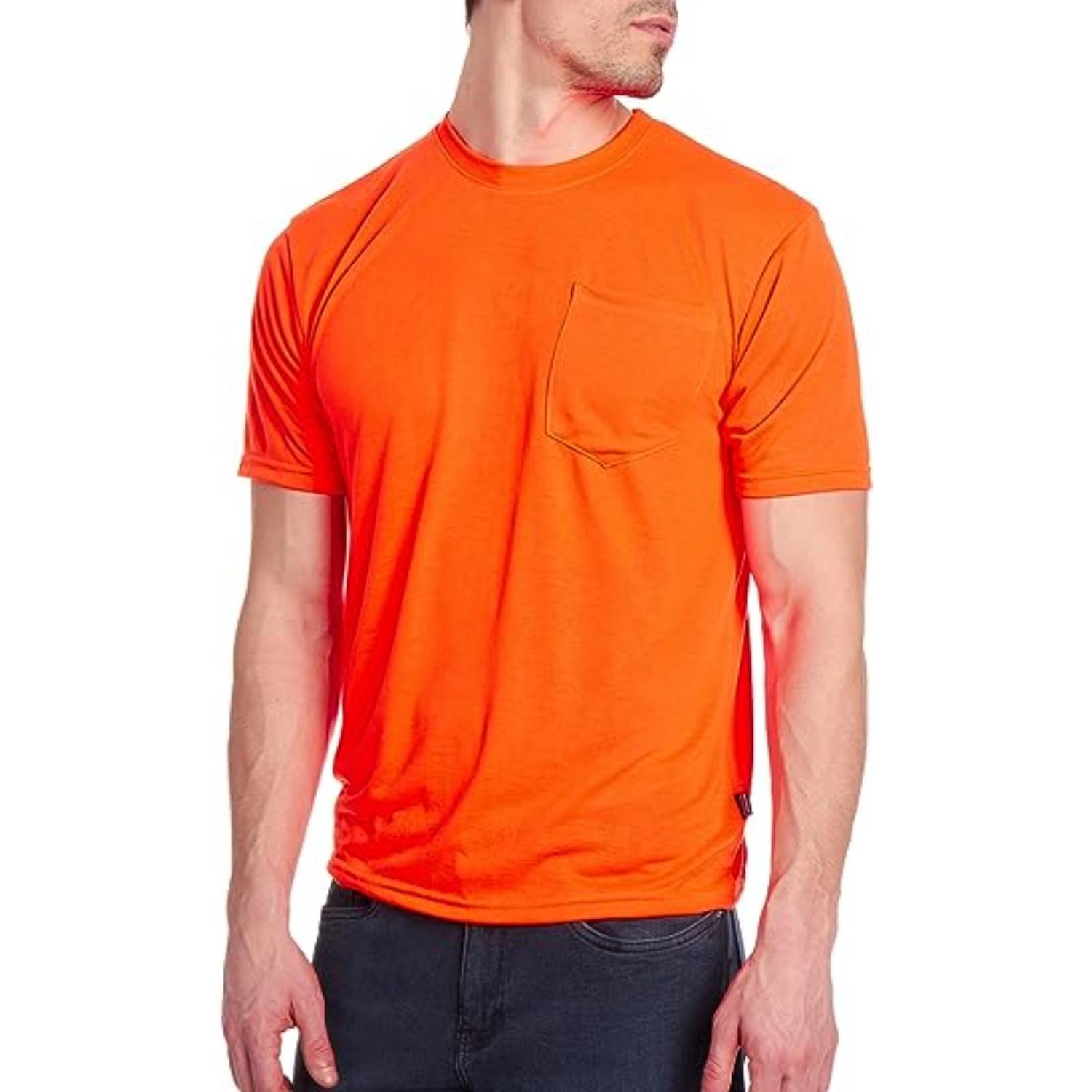 Non-ANSI Hi Viz Poly-Cotton Knitted Safety T-Shirt W/ Pocket