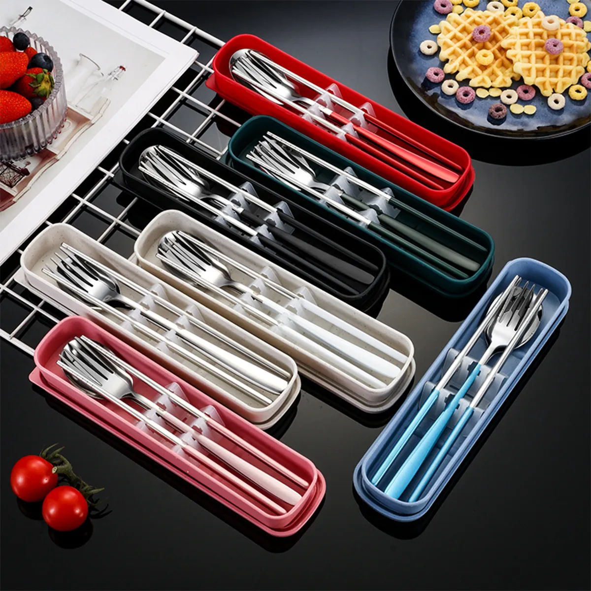 Reusable Portable Utensils Including Fork Spoon Chopsticks 3