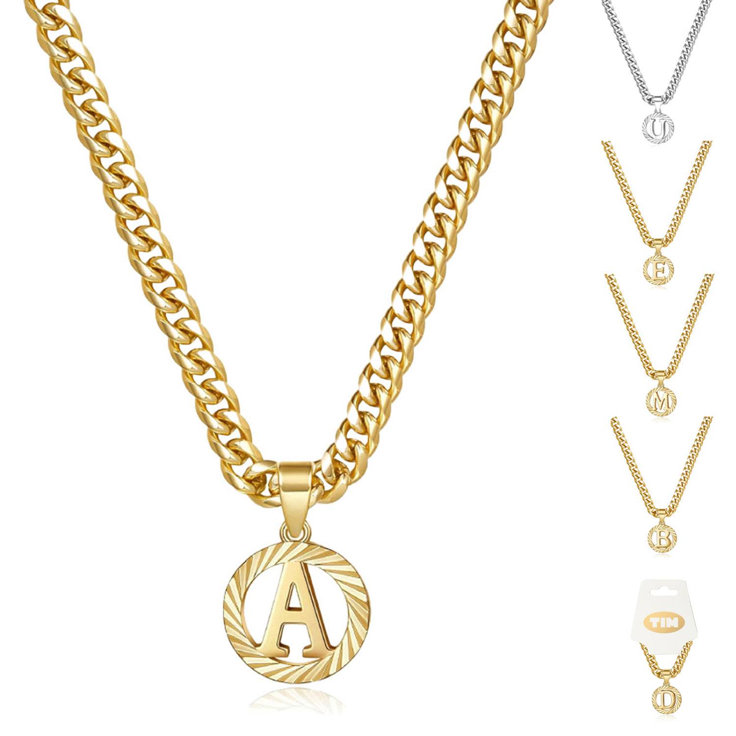 14K Gold Plated Hollow Round 26-Letter Necklace