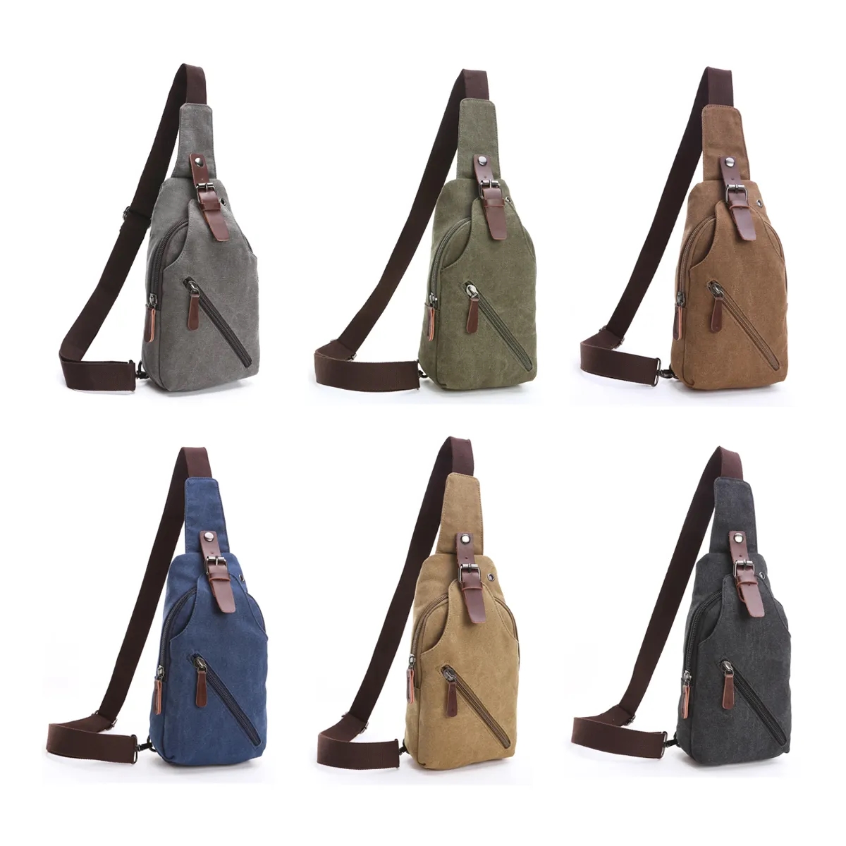 Casual Canvas Crossbody Sling Bag with Leather Accents 5