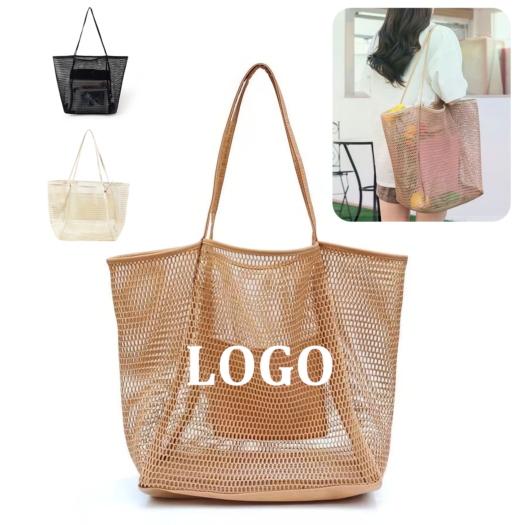 Mesh Beach Tote Women Shoulder Handbag