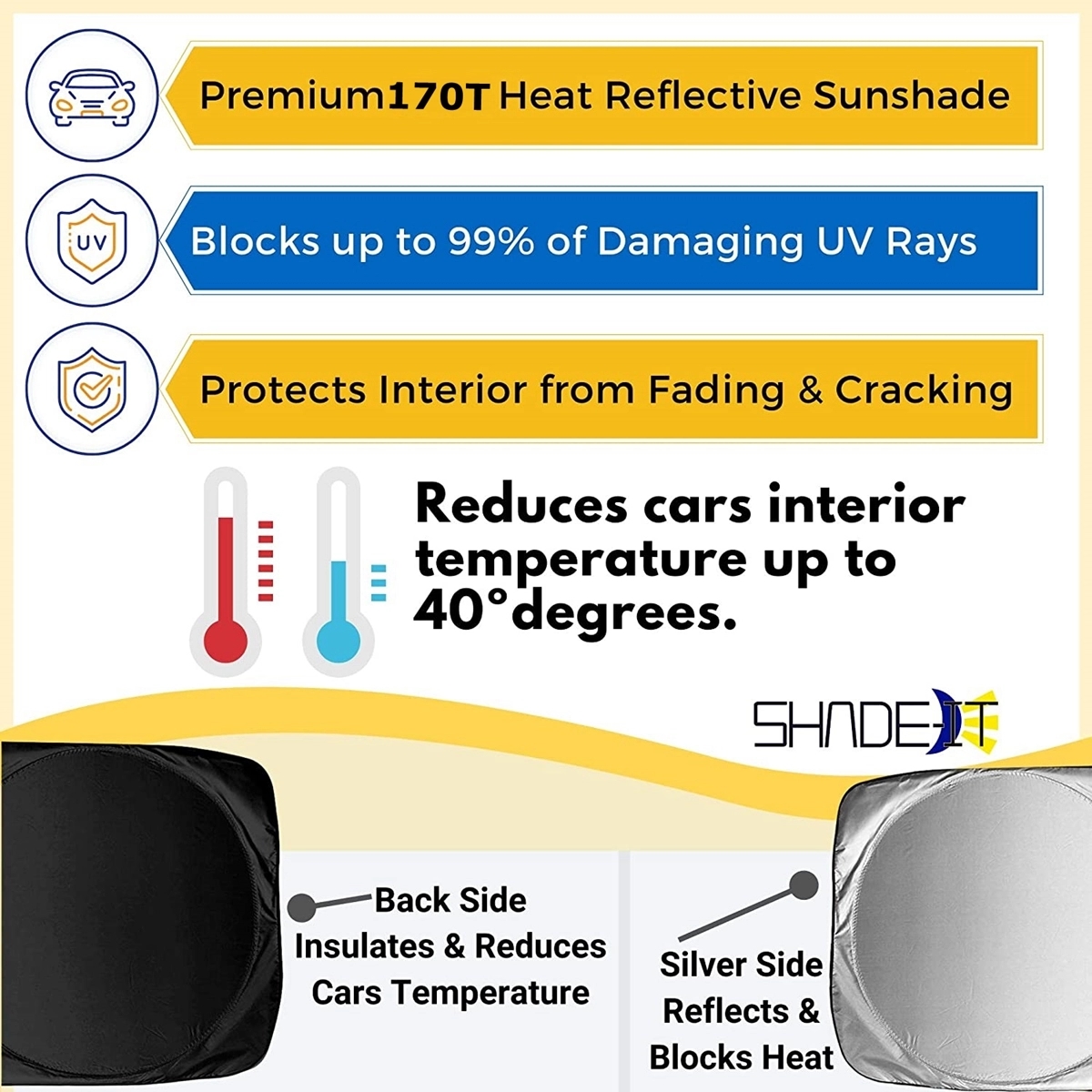 Car Windshield Sun Shade with Storage Pouch 4