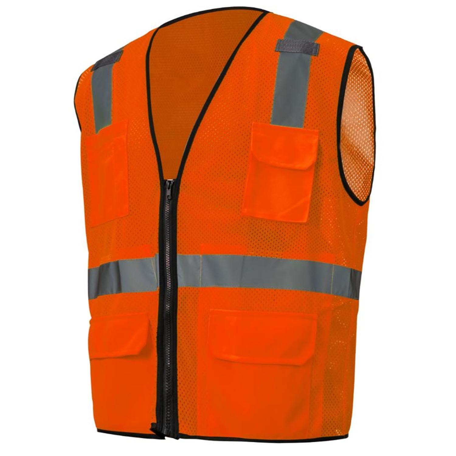 3.8 Oz. Polyester Class 2 Reflective Tape Cross Back Safety Vest With Dual Mic Tab & 4 Pockets 3