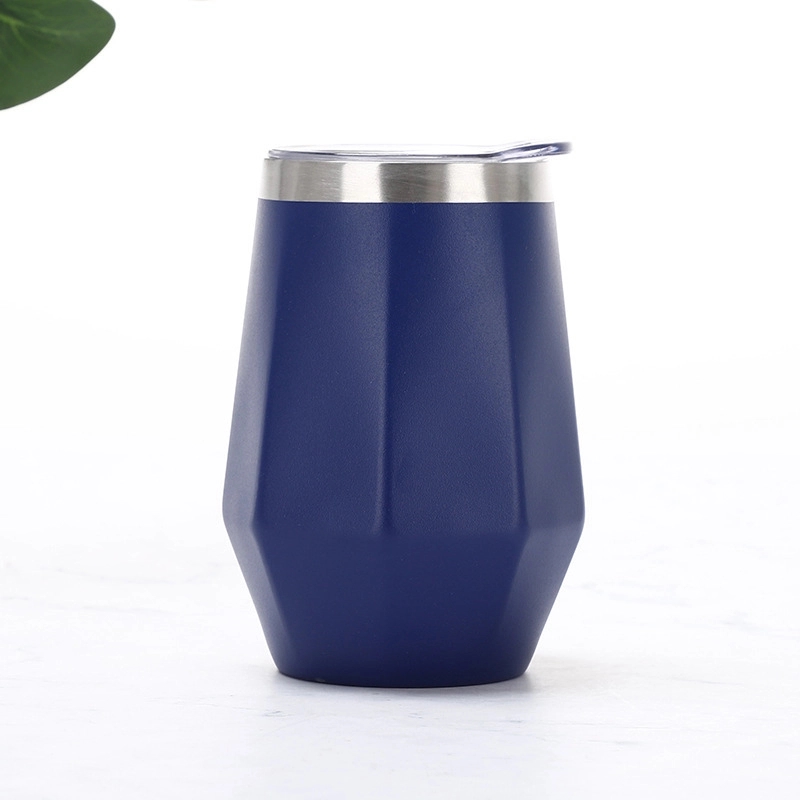 12 oz Diamond Shape Stainless Steel Stemless Wine Glasses 4