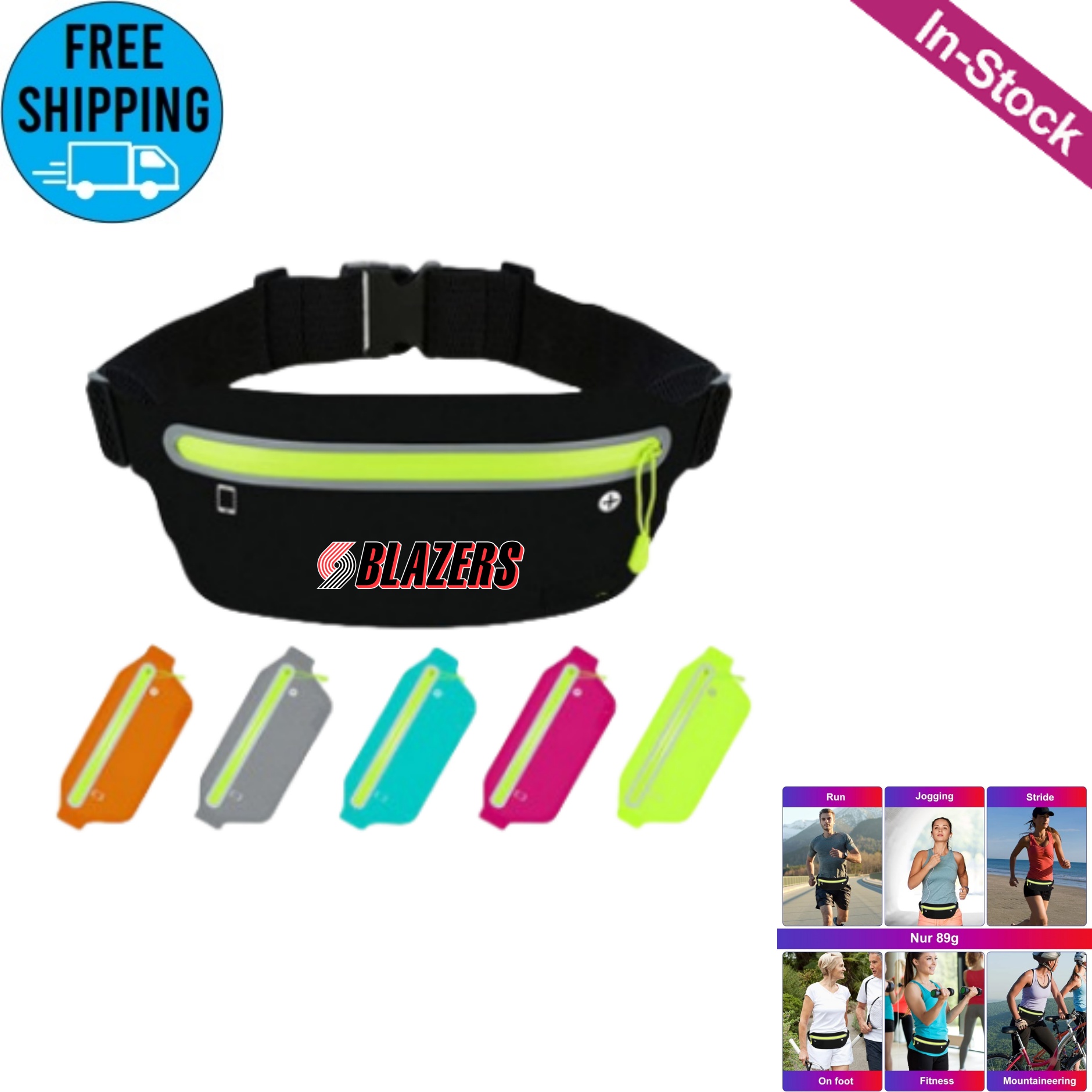 Slim Running Belt Waist Pouch with Adjustable Elastic Strap 1
