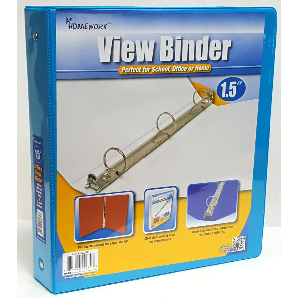 1.5" 3-Ring Binder - Cyan View Cover 1