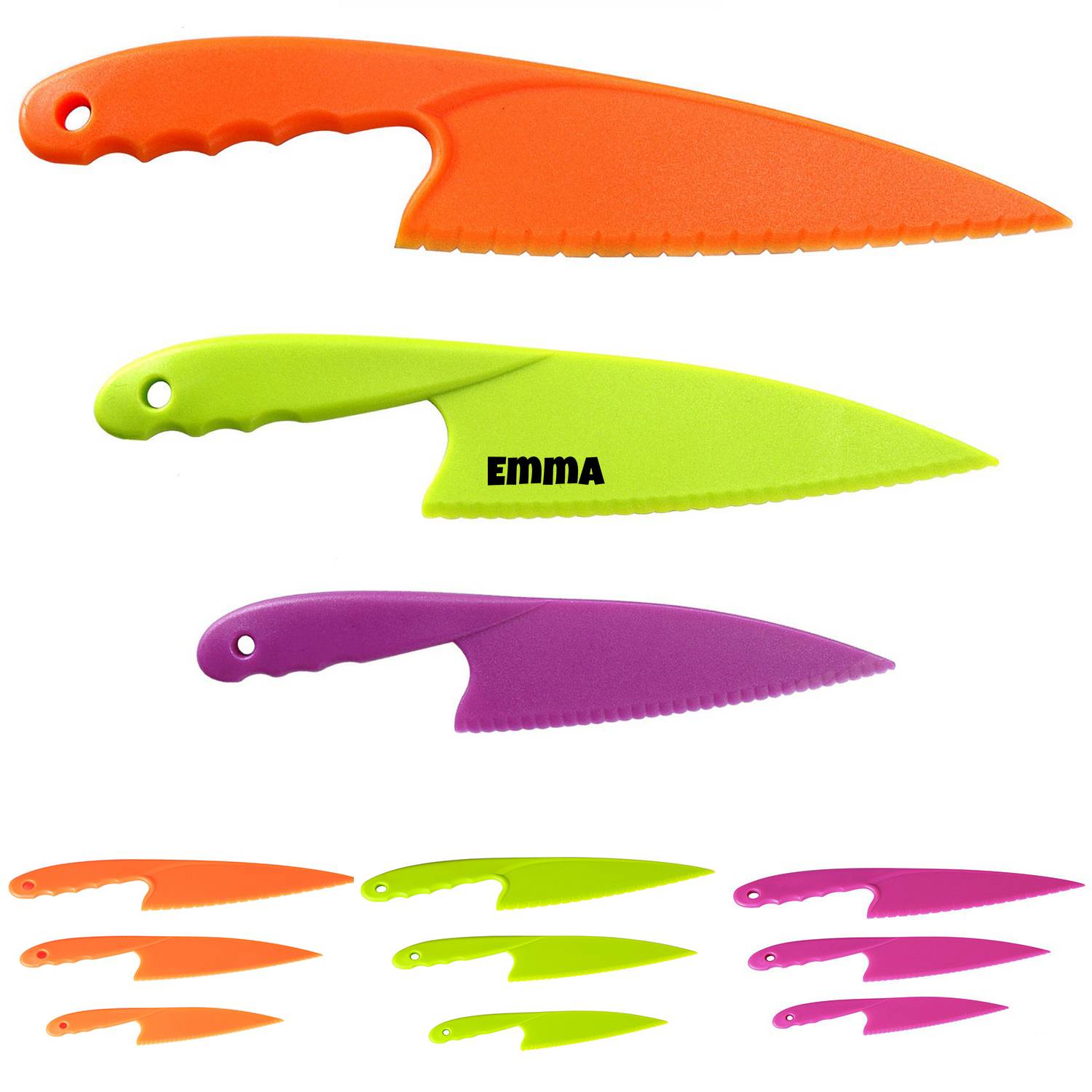 3-Pieces Plastic Cake Knife w/ Serrated Blade 2