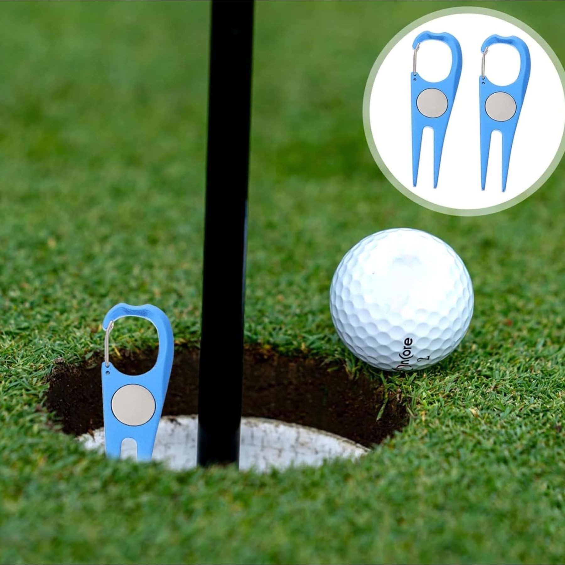 Aluminum Golf Green Fork Golf Ball Club Divot Repair Tool 9