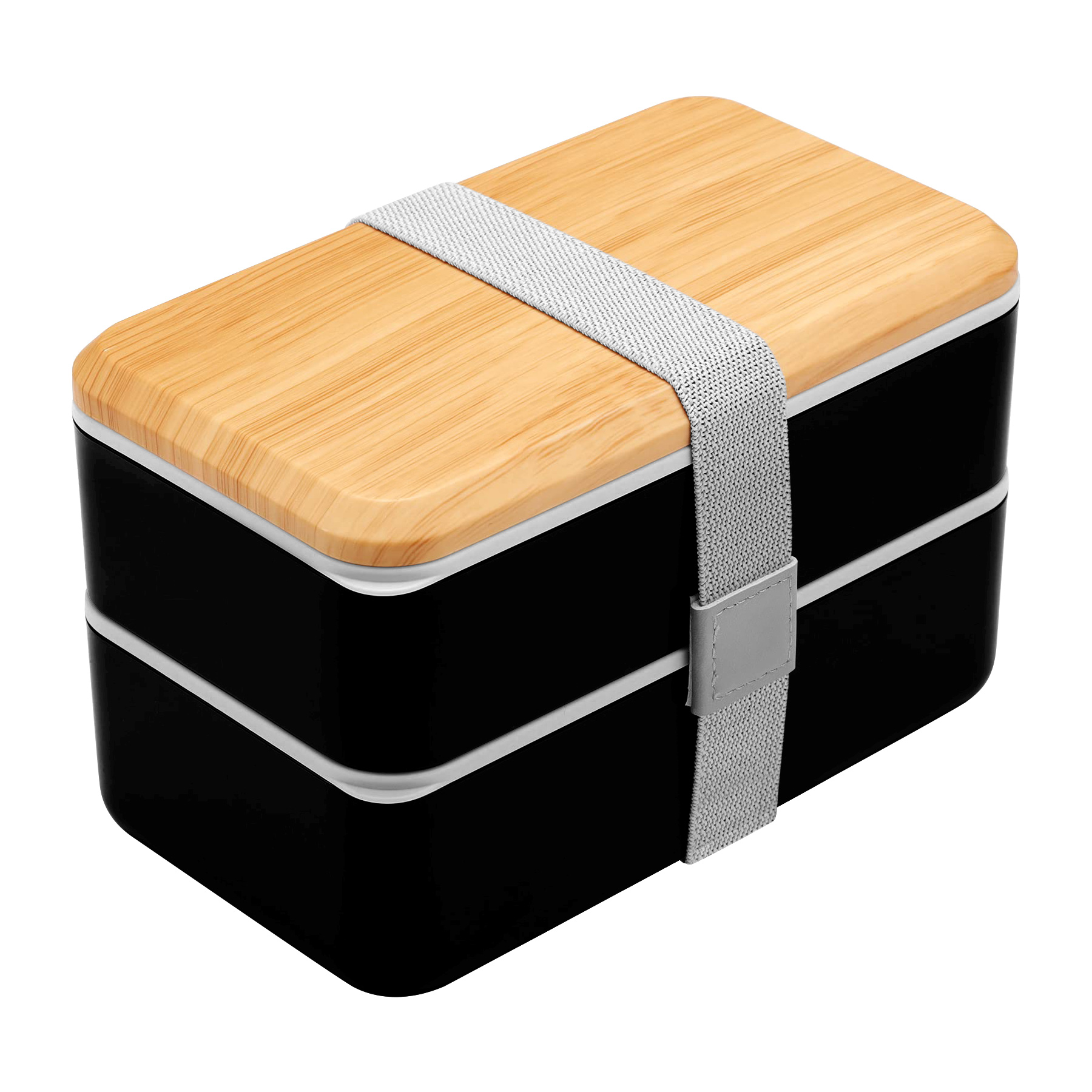 Wood Grain Double Decker Portable Lunch Box 9