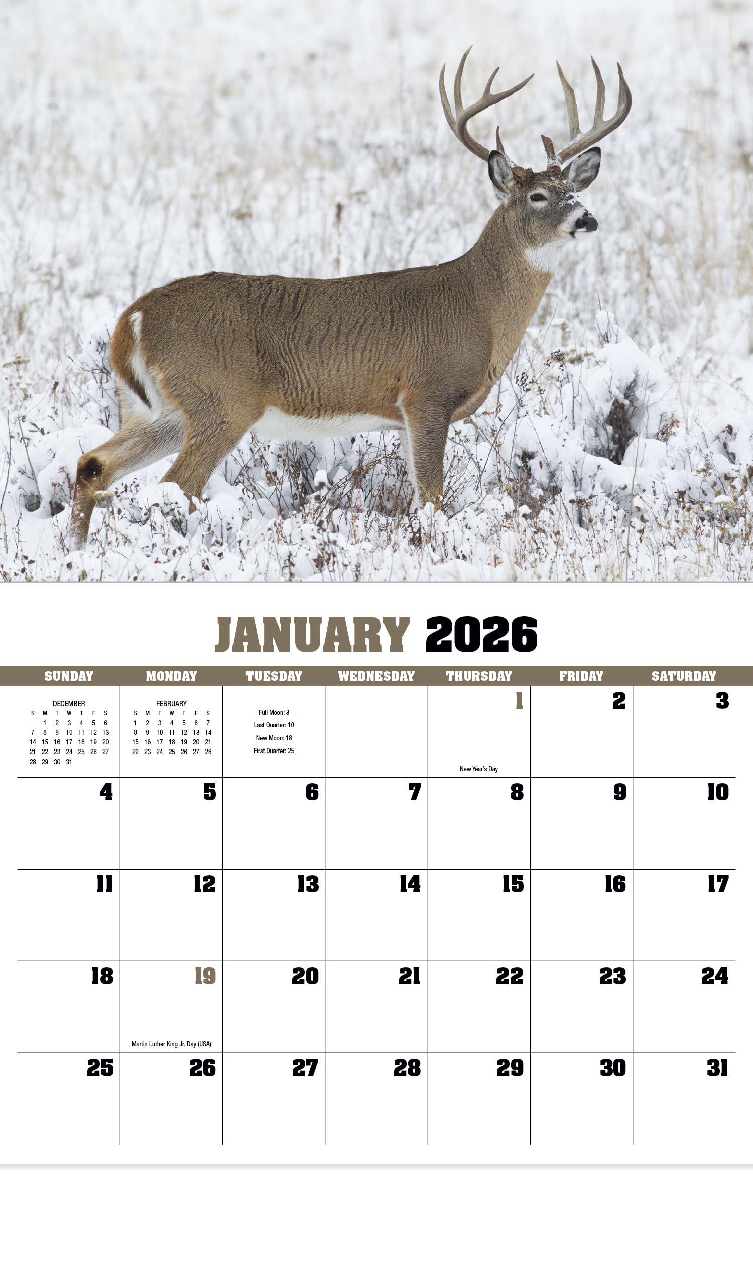 HotLine® Products Trophy Whitetail Deer Appointment Calendar - Stapled 25