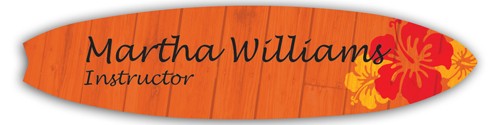 Full Color Name Badge w/ Personalization (1"X4") Surfboard