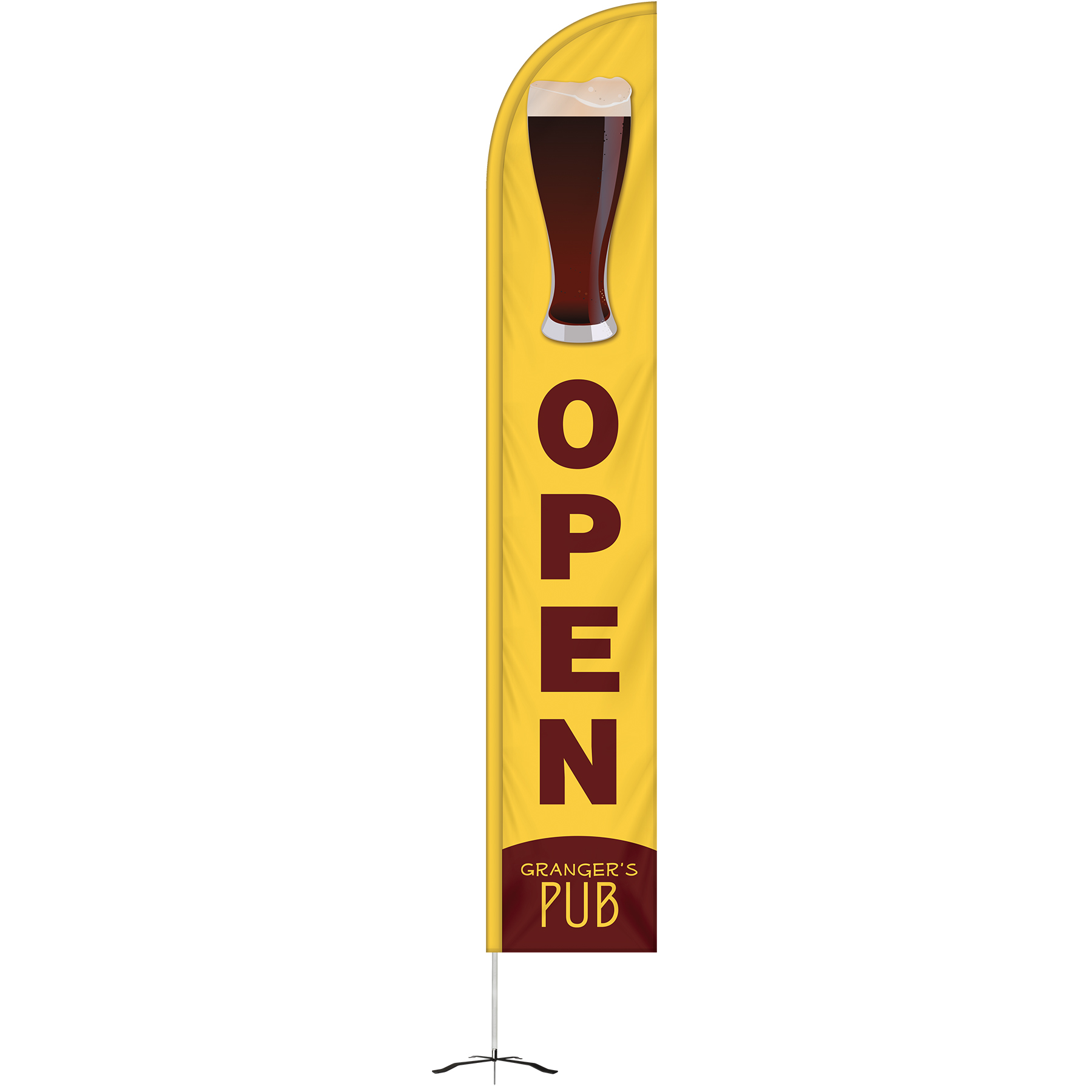 12' Double Sided Half Drop Banner w/ Premium Hardware & Cross Base 25