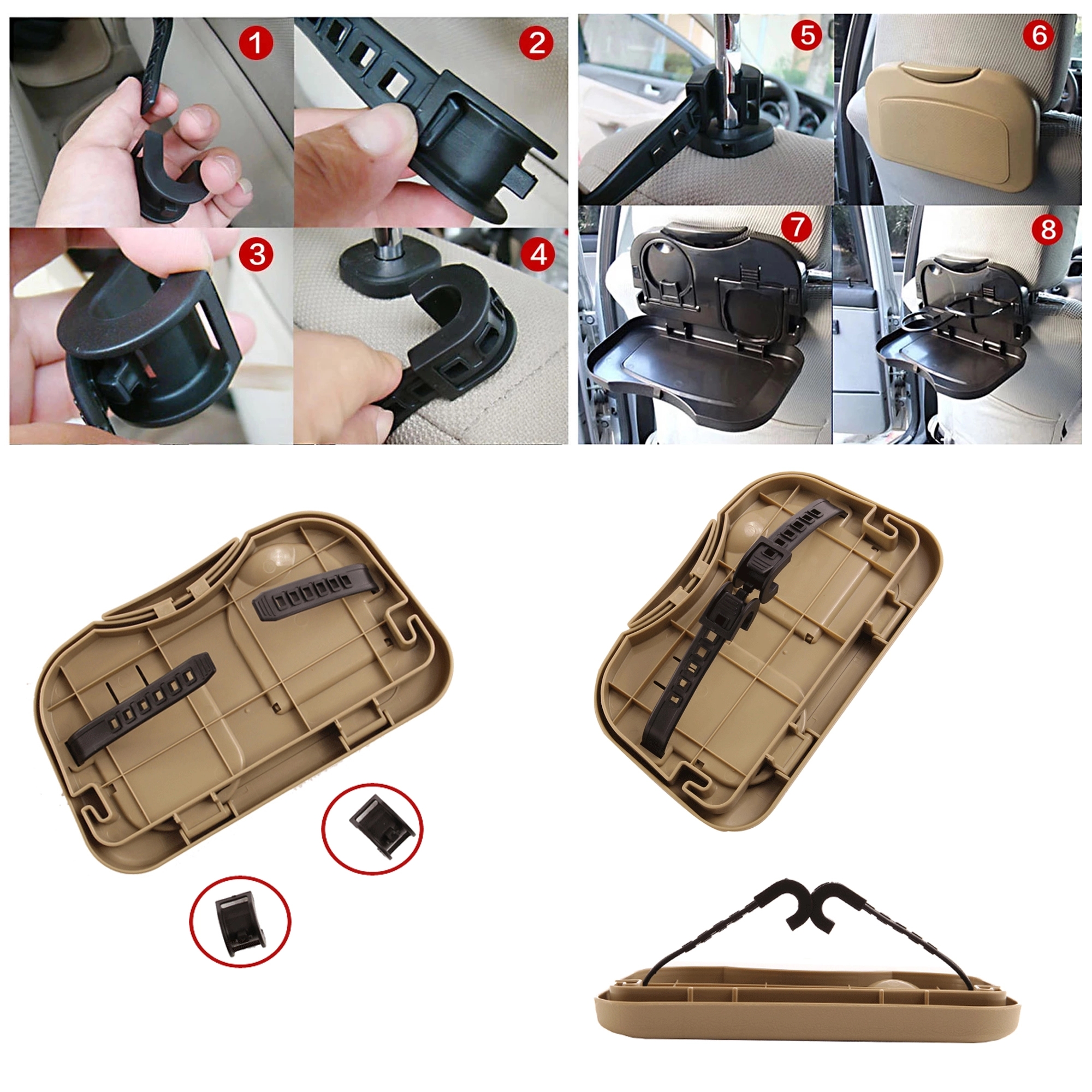 Car Seat Back Mounts Tray Folding Food Table 4