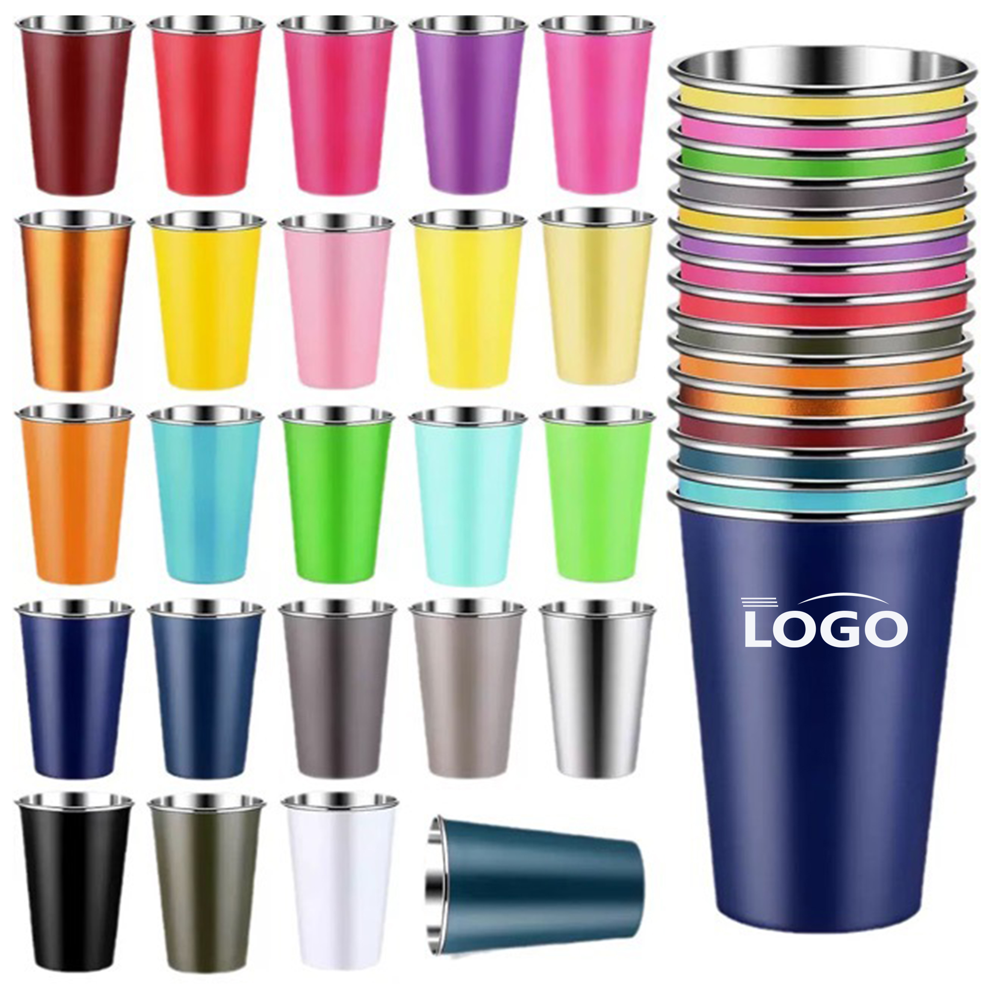 16oz Unbreakable Colorful Stainless Steel Pint Cup 2