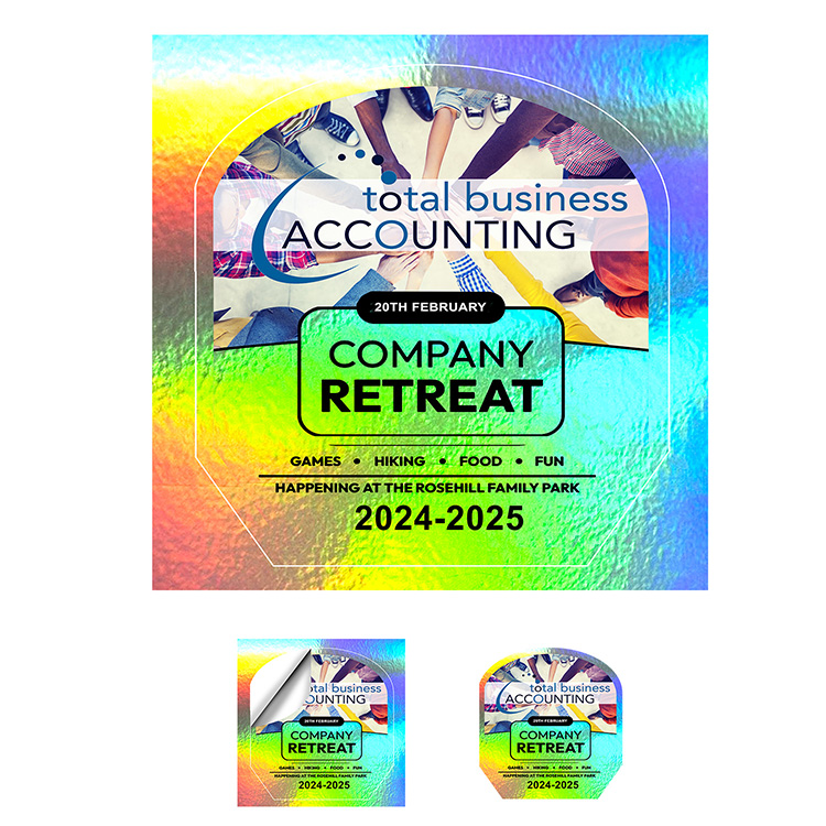 “CUSTOMCUT™” 9.1 sq inch to 16 sq. inch Full Color Custom Shape Removable Vinyl Stickers in Singles