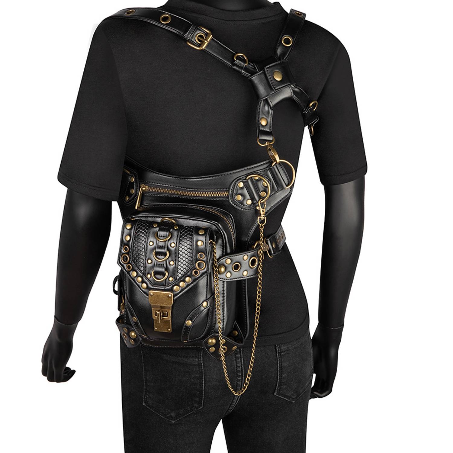 PU Leather Punk Retro Motorcycle Crossbody Bag 3