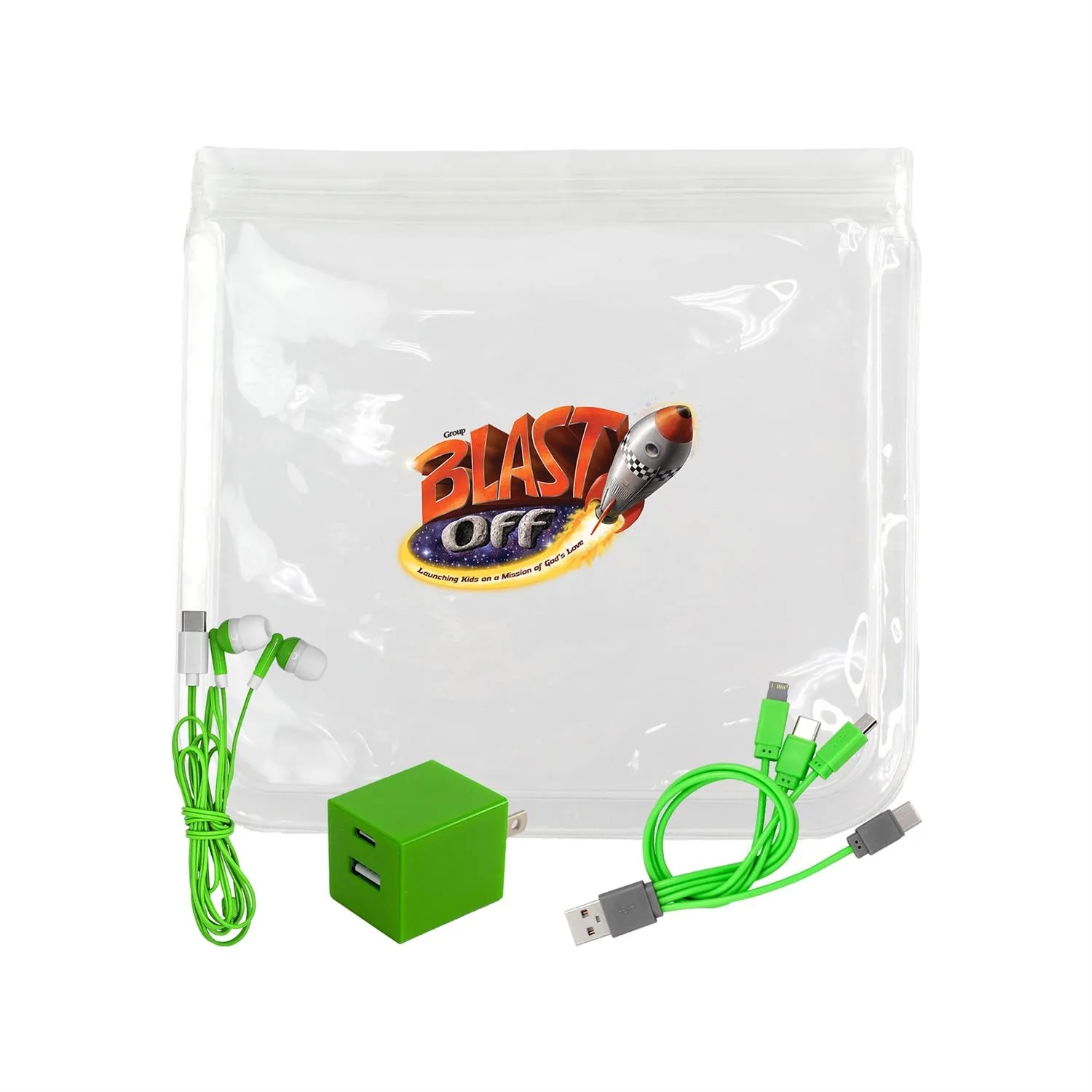 Clear A+C Wall, Cable & Ear Bud Set 6