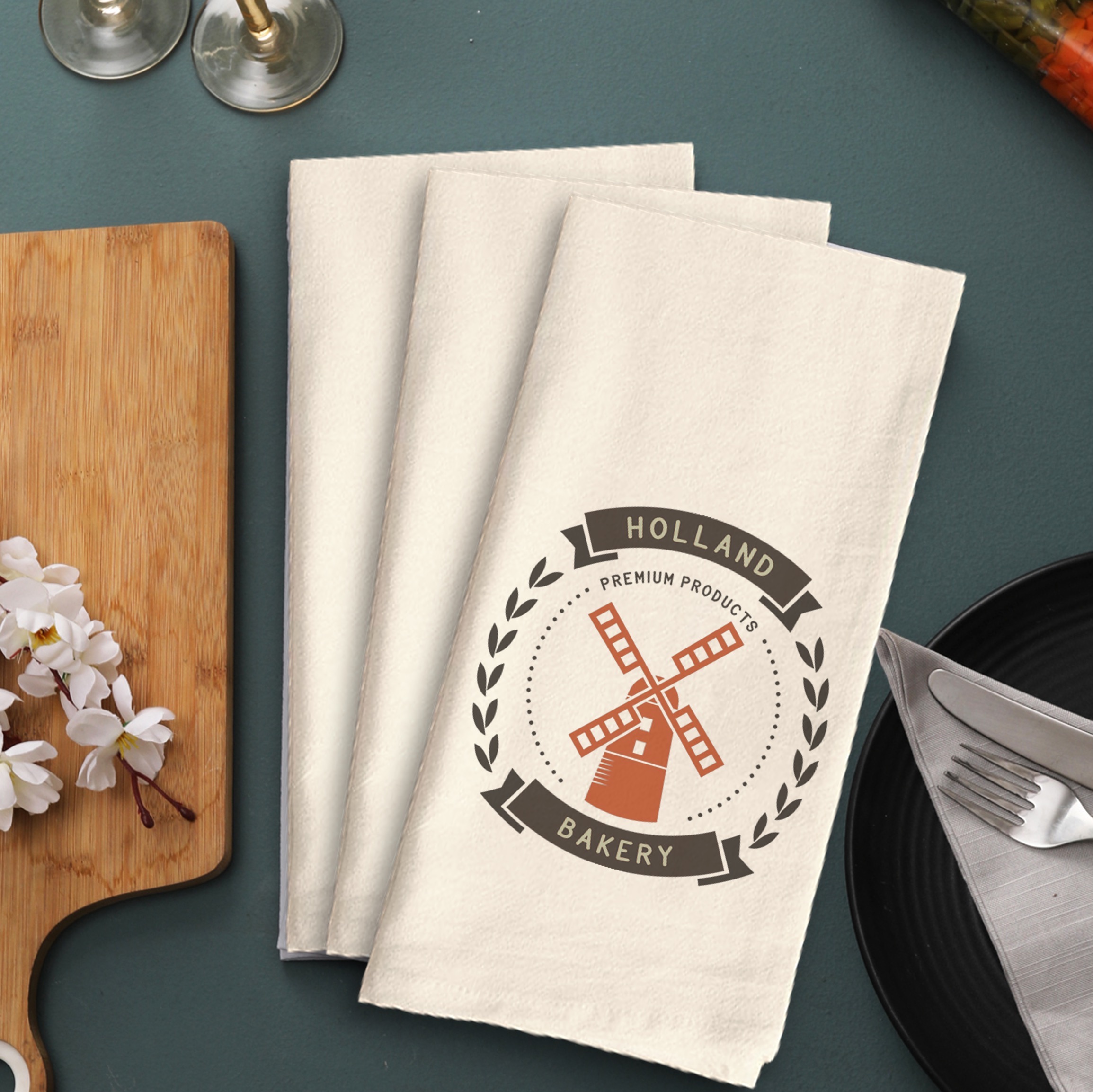 White Vintage Flour Sack Tea Towel 1