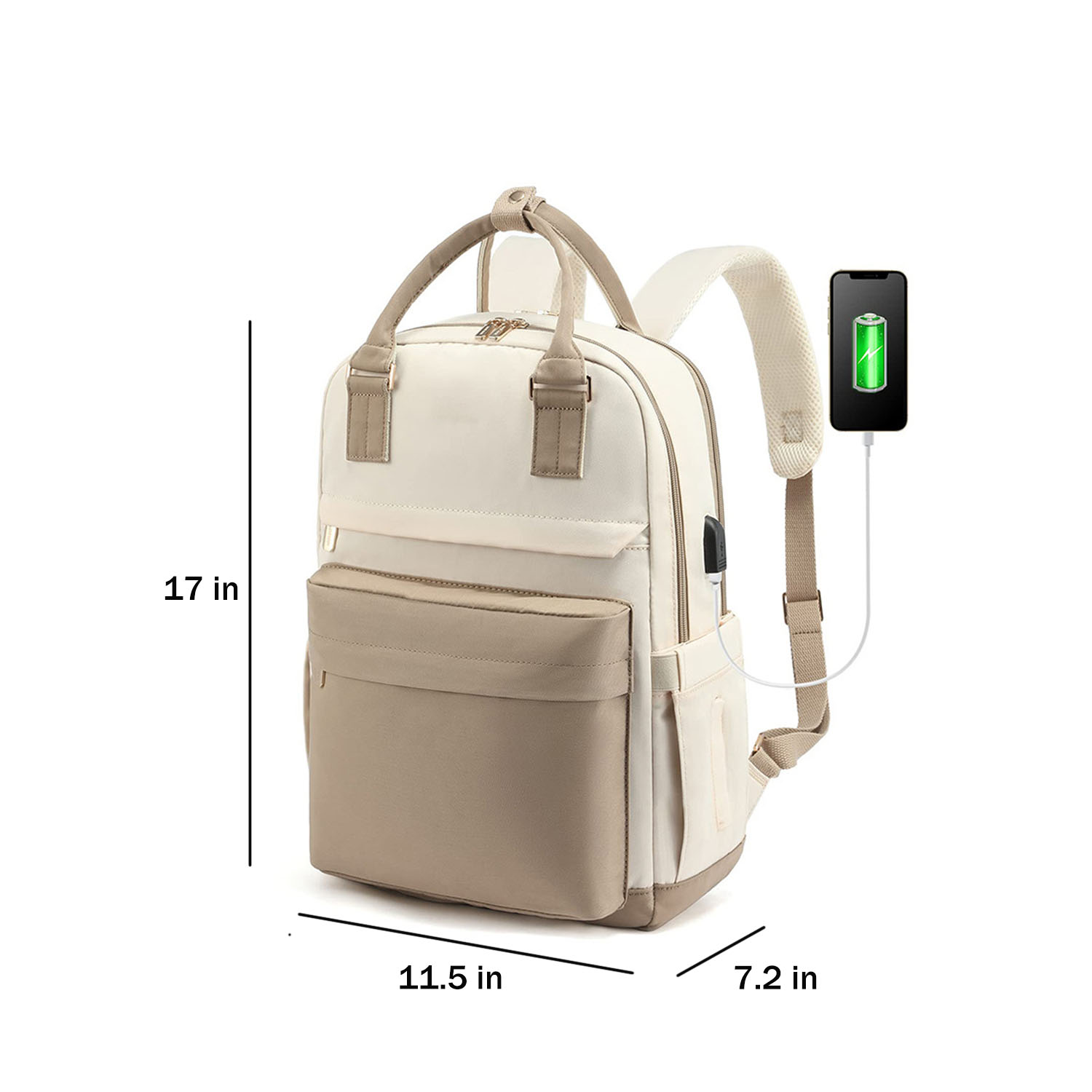 Waterproof Polyester USB Laptop Backpack w/ Luggage Strap 9