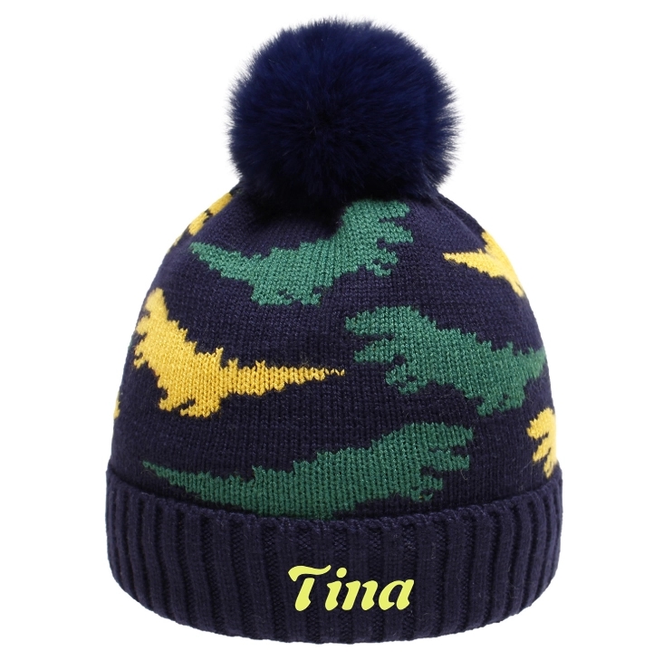 Baby Knitted jacquard hat Pom Beanie With Cuff 6