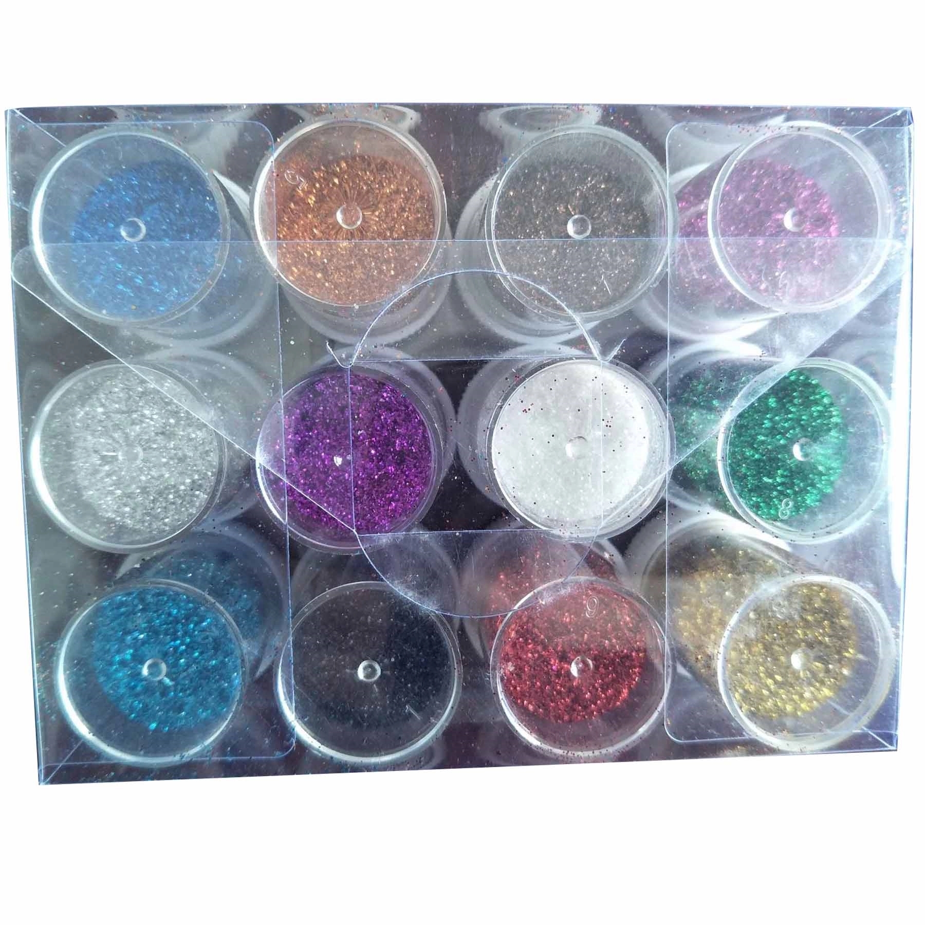 12 Pack Assorted Colors Cosmetic Nail Art Glitter Powder Set 2