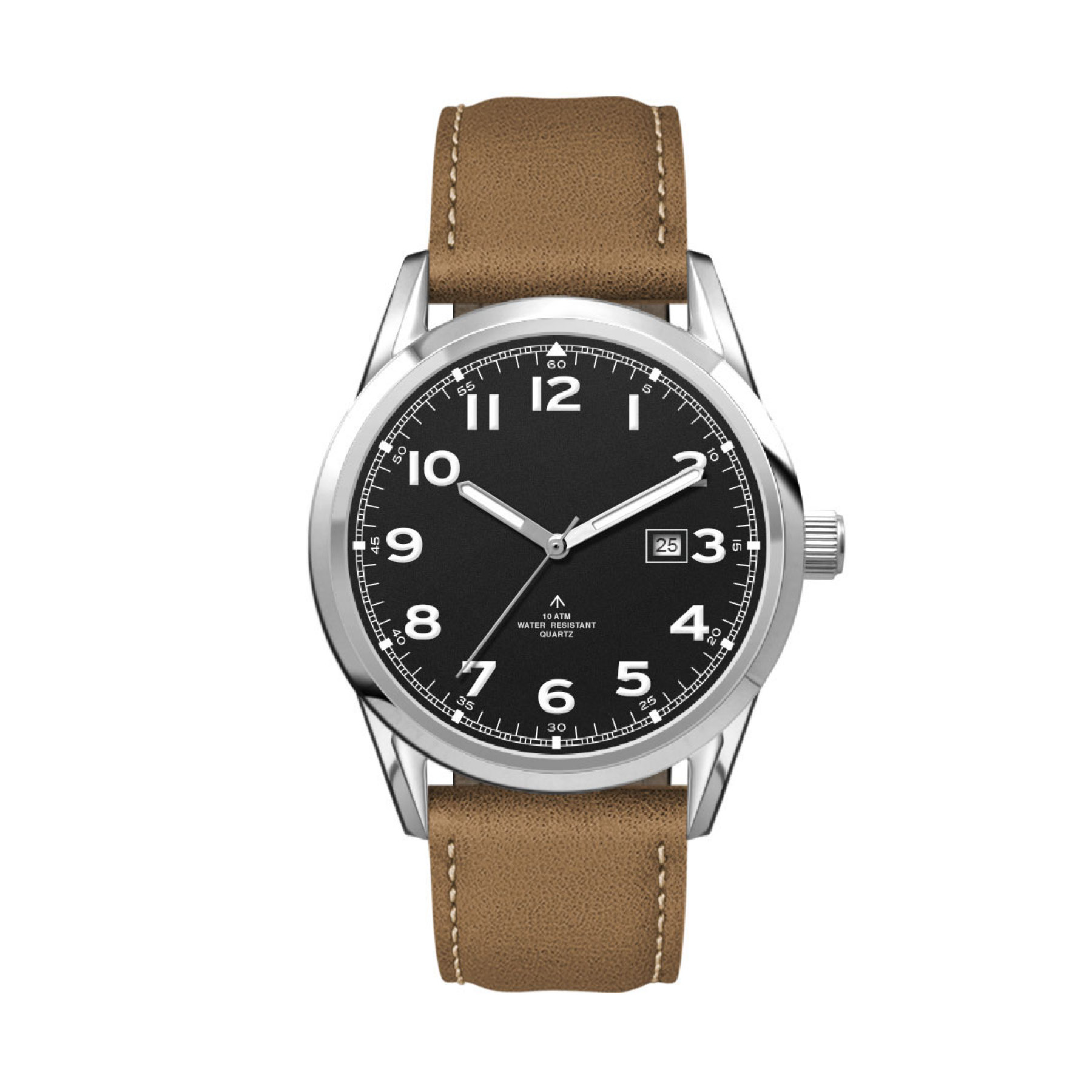 42MM, SS, SILVER CASE, 3-HAND MVT, DTE 4
