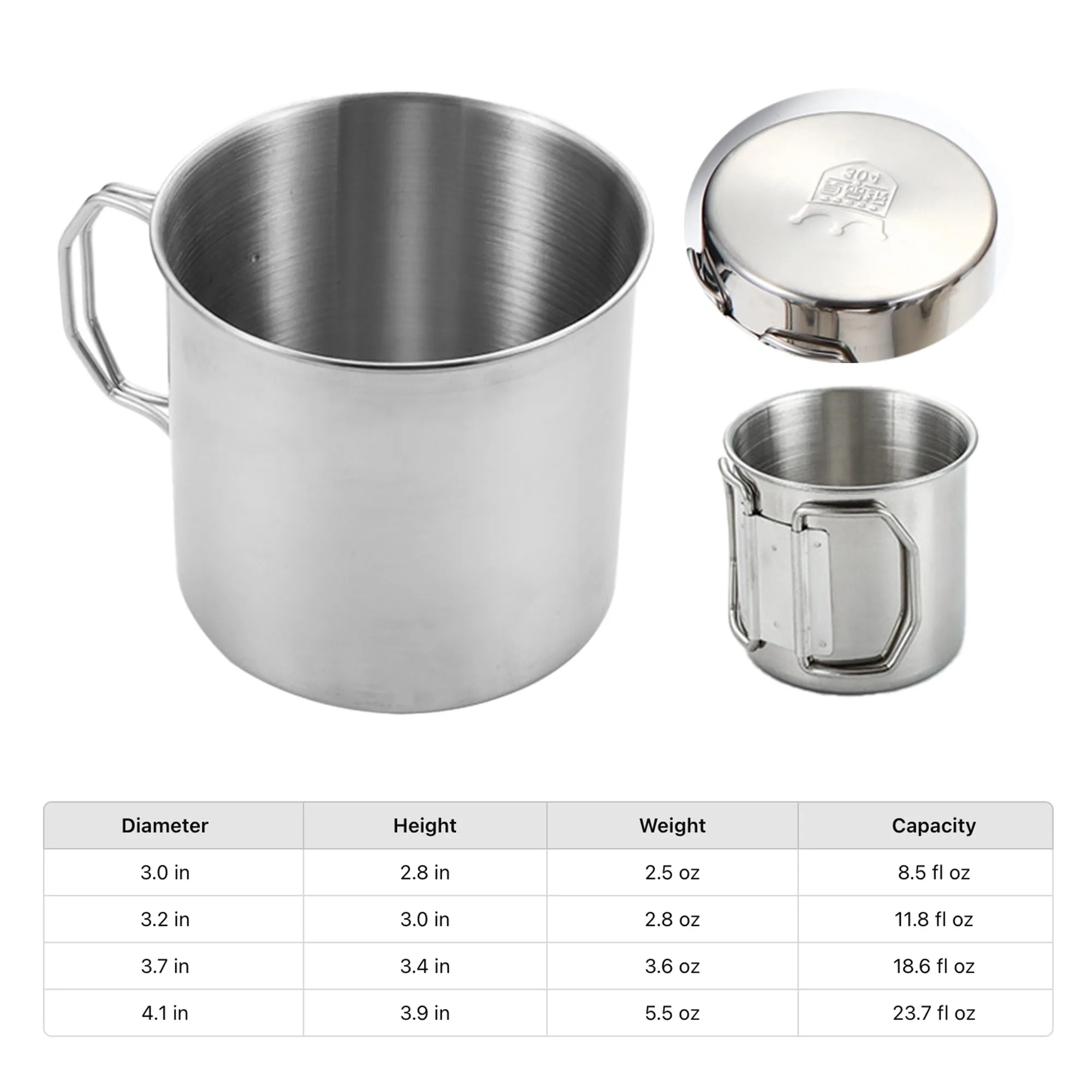 Stainless Steel Folding Handle Mug 2