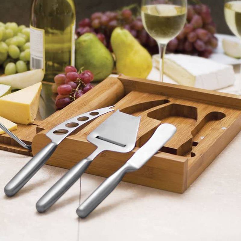 Stainless steel cheese knife set with wood case 3
