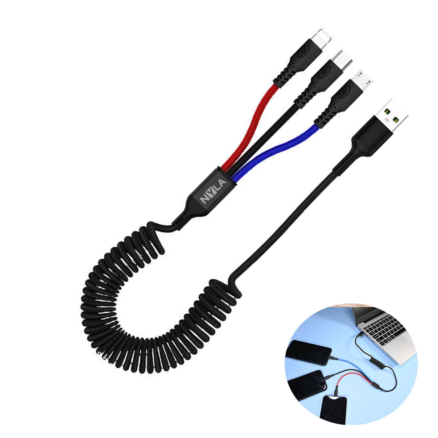Spring Charger Cable 3 In 1 Usb Fast Charging Cord 2
