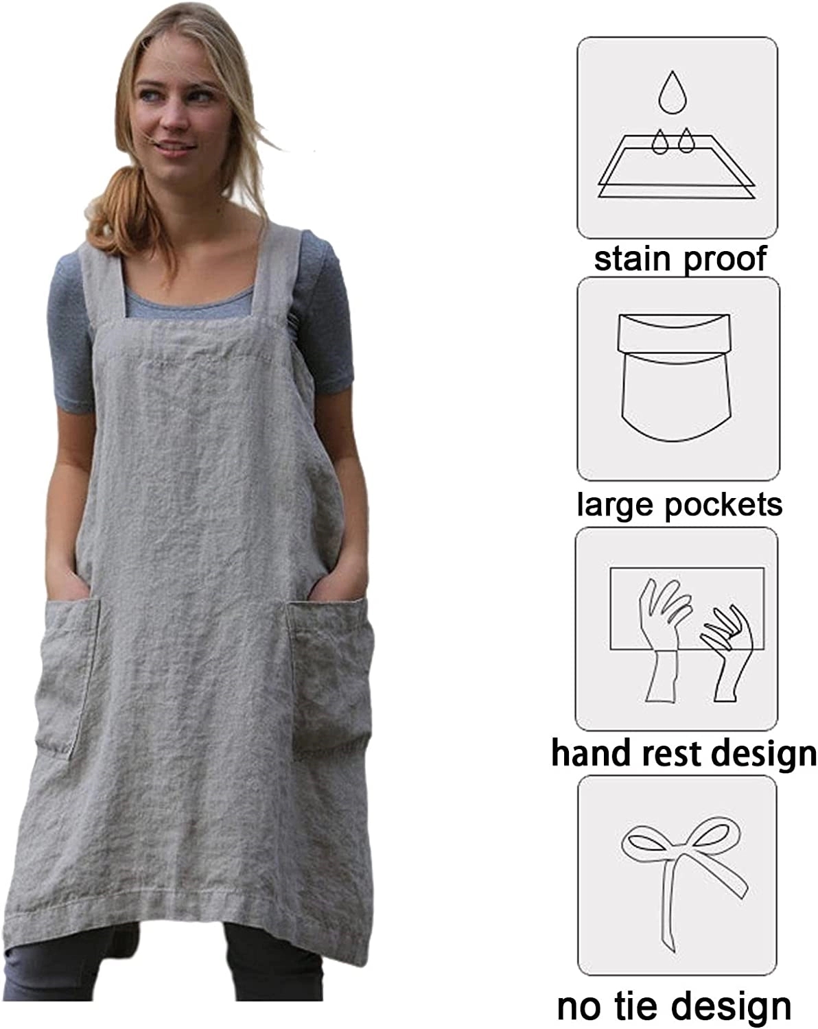 Linen Cross Back Apron 3