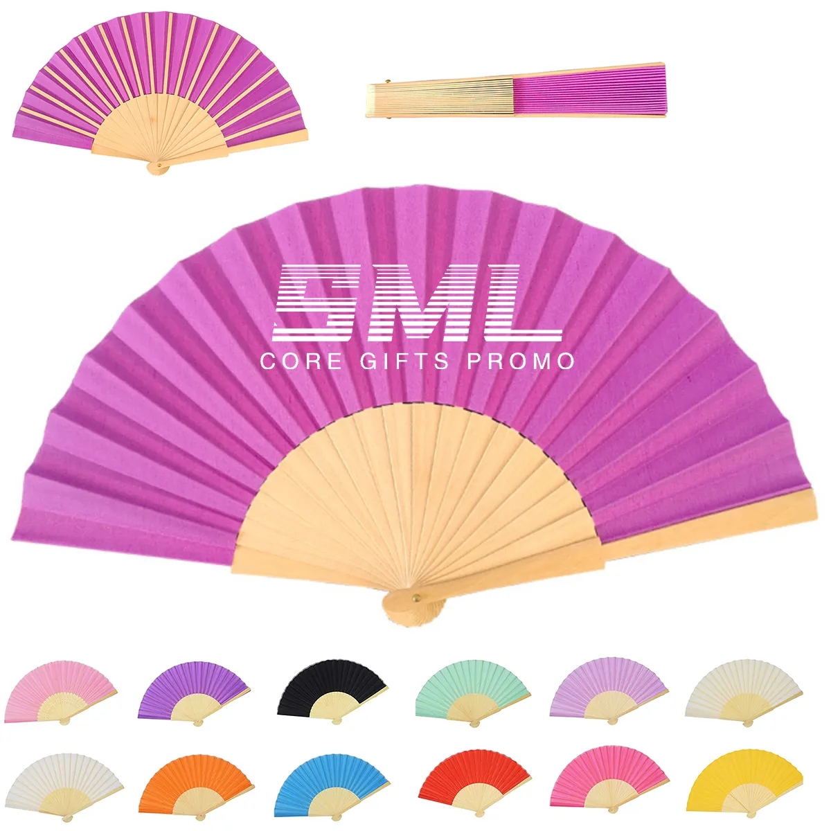 Custom 9 inches Bamboo Paper Folding Hand Held Fan 1