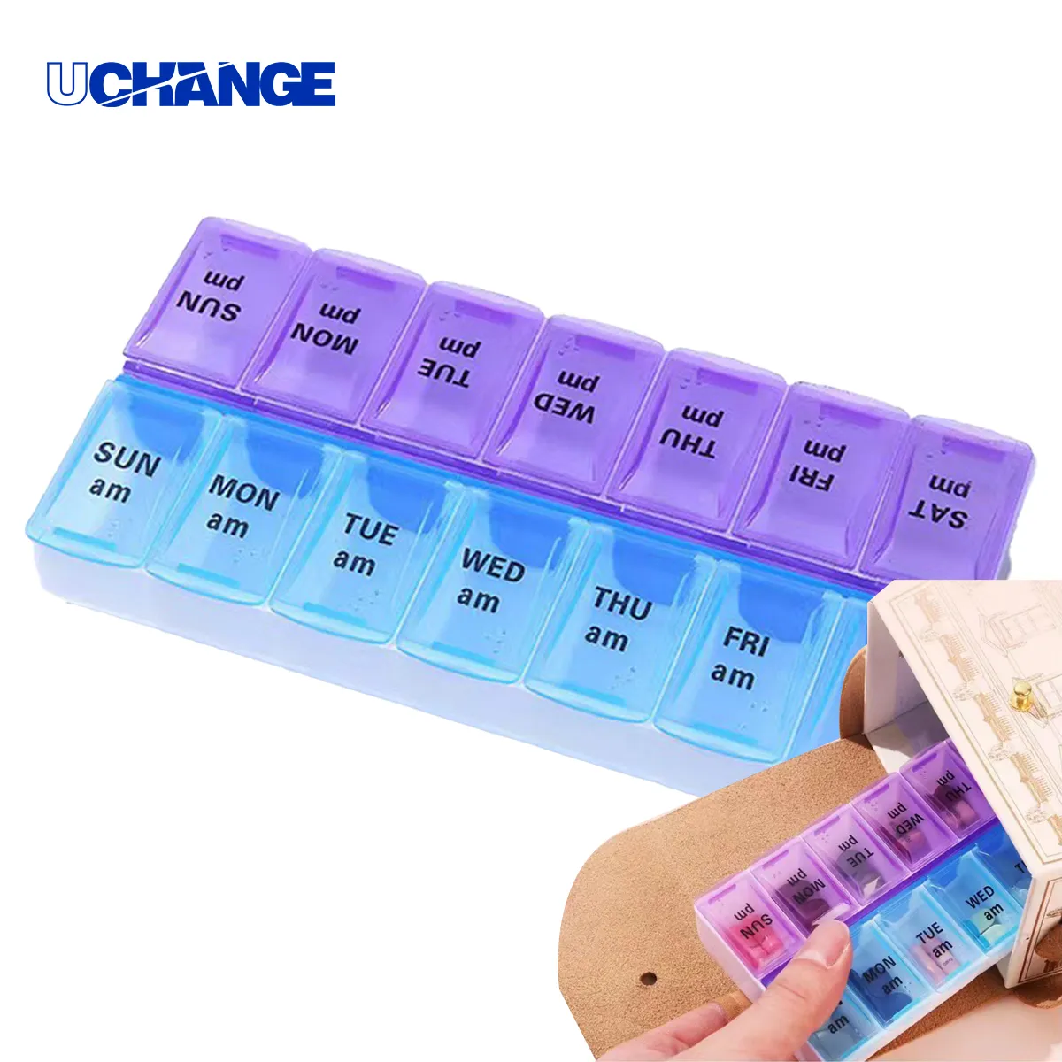 Portable 7 Day 14 Slot Pill Organizer Case 4