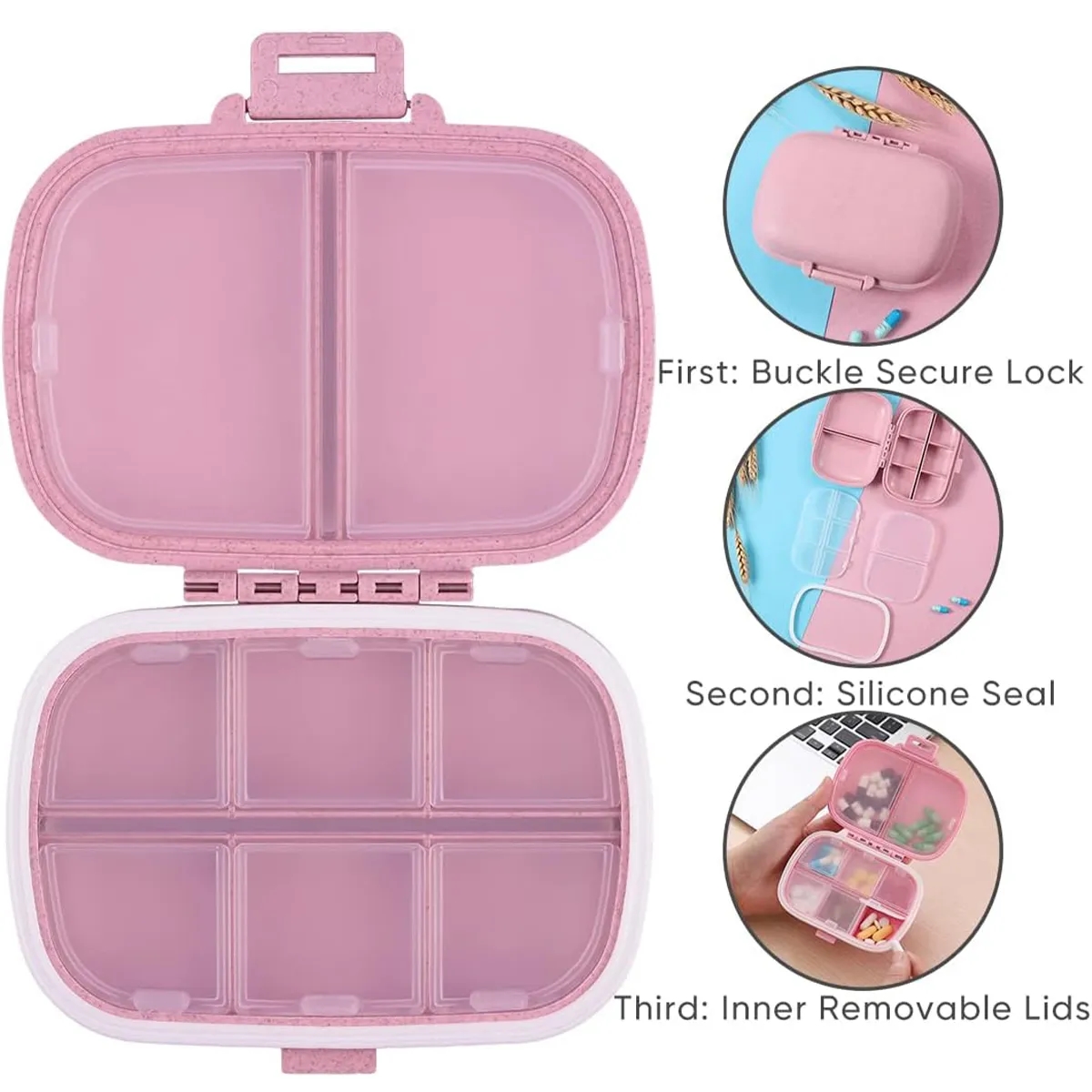 8 Compartments Portable Pill Case 4