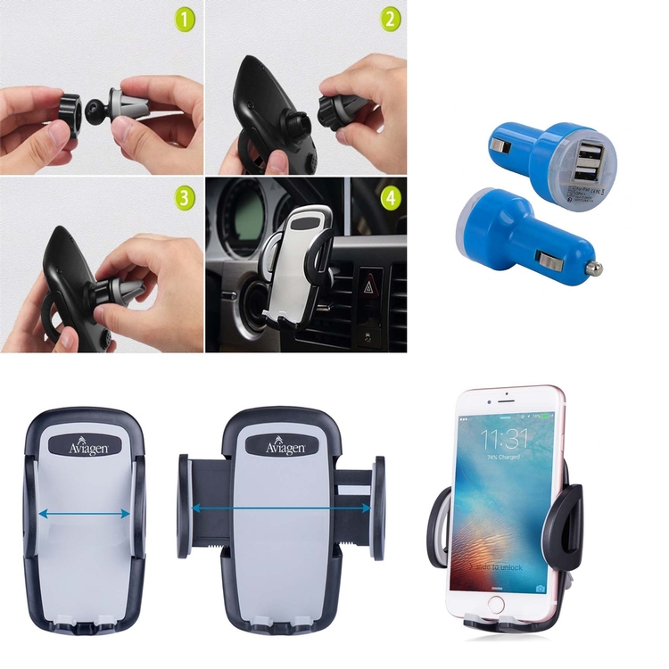 iBank ® Car Phone Holder compatible with iPhone, Galaxy & More 2