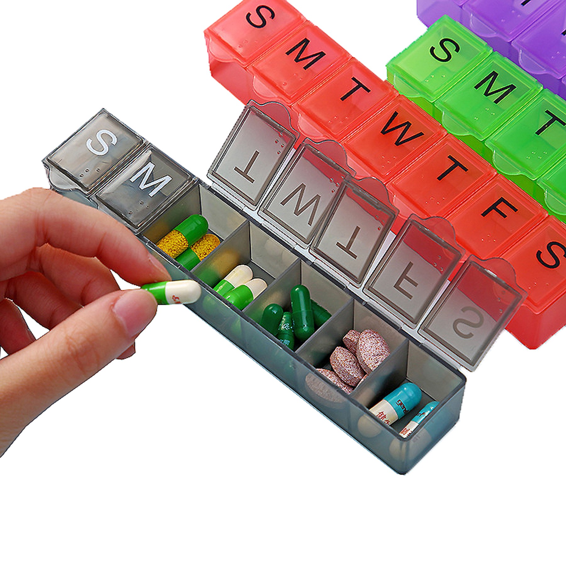 Moq25 Pp Material Braille Transparent 7 Day Pill Box 7