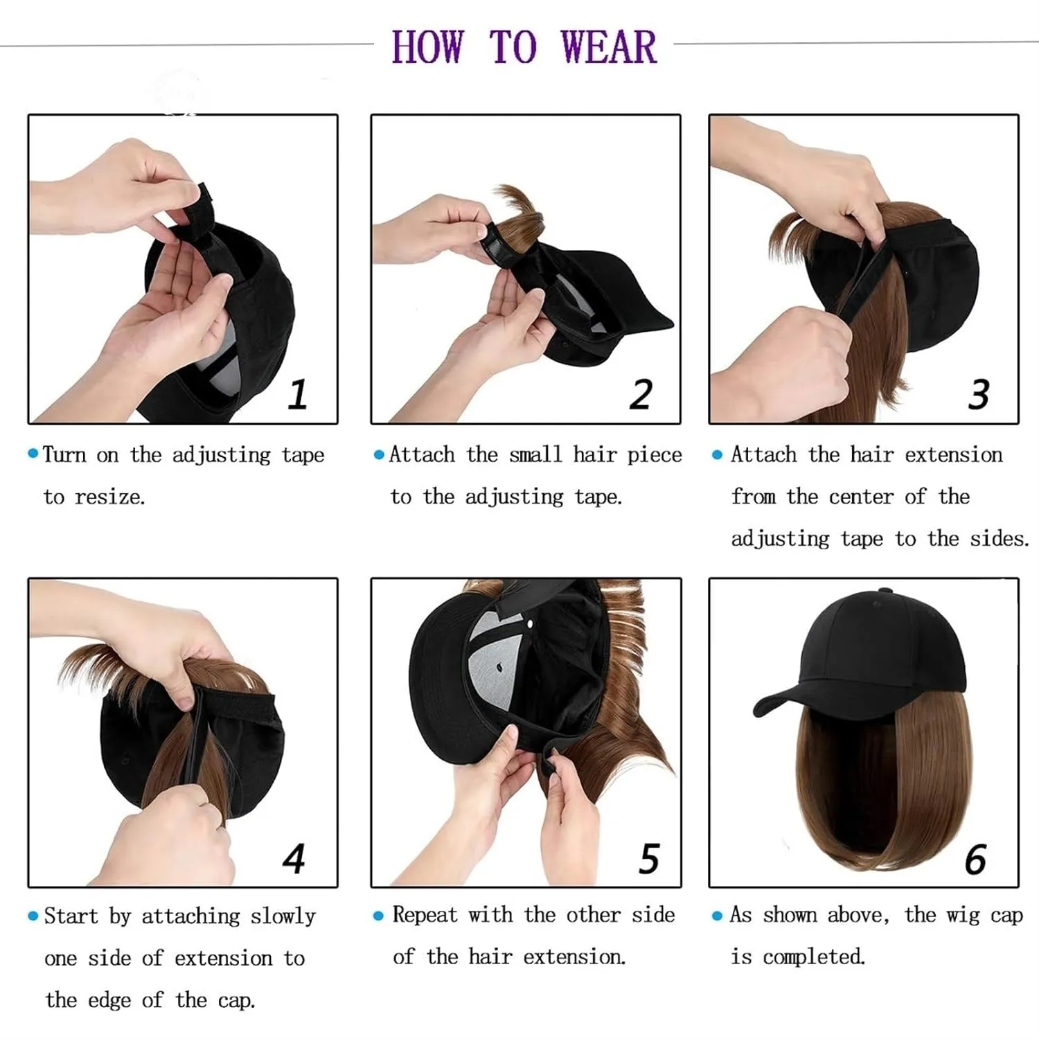 Synthetic Hat with Hair Wig 3