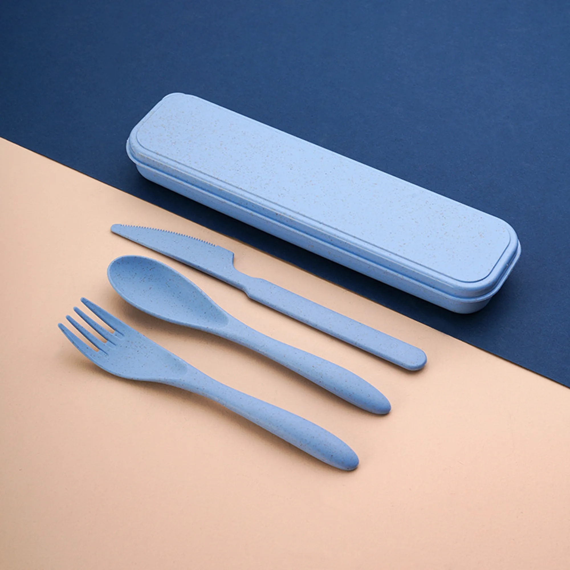 3 in 1 Reusable Wheat Straw Cutlery Set 6