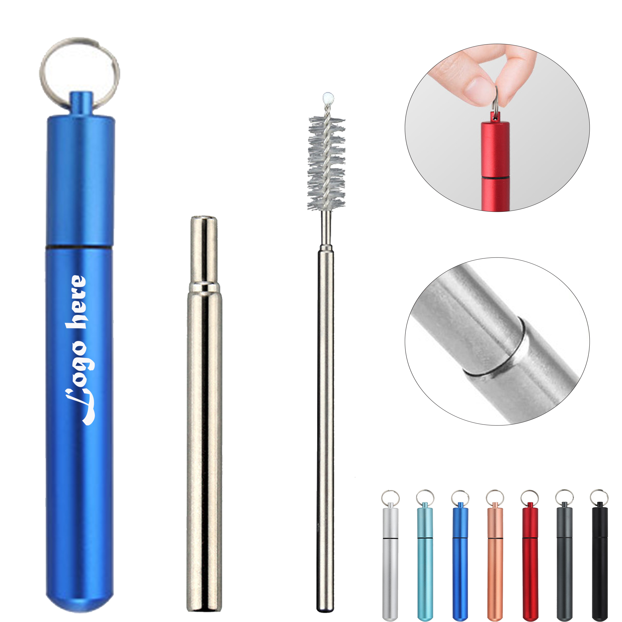 Folding Stainless Steel Straw Kit 2