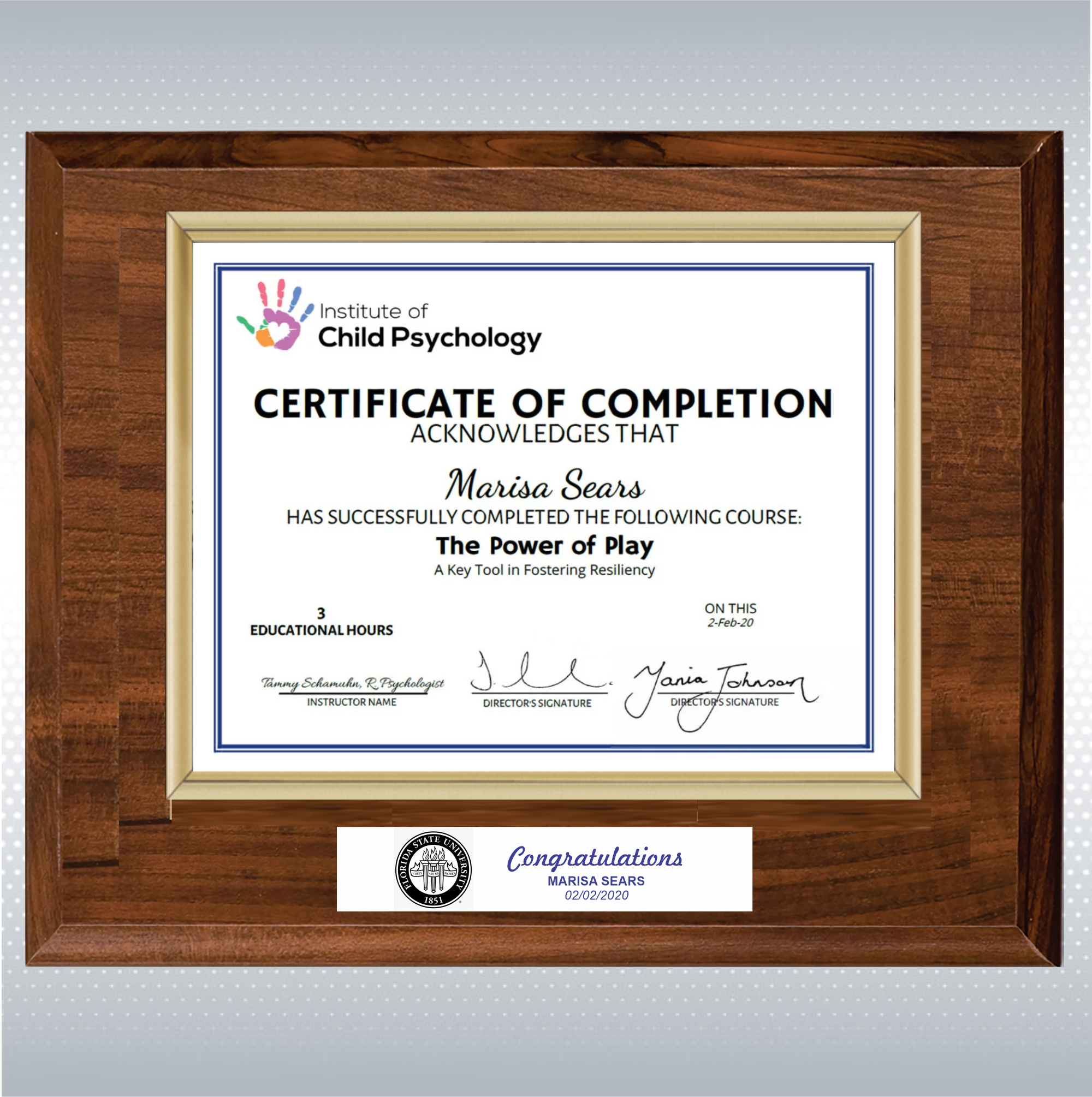 Cherry Finish Certificate Plaque 6