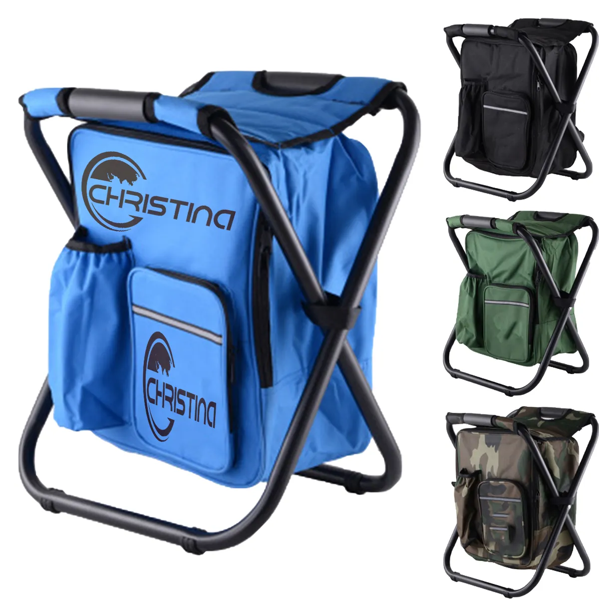 Folding Portable Camping Chair With Cooler Insulated Bag 2