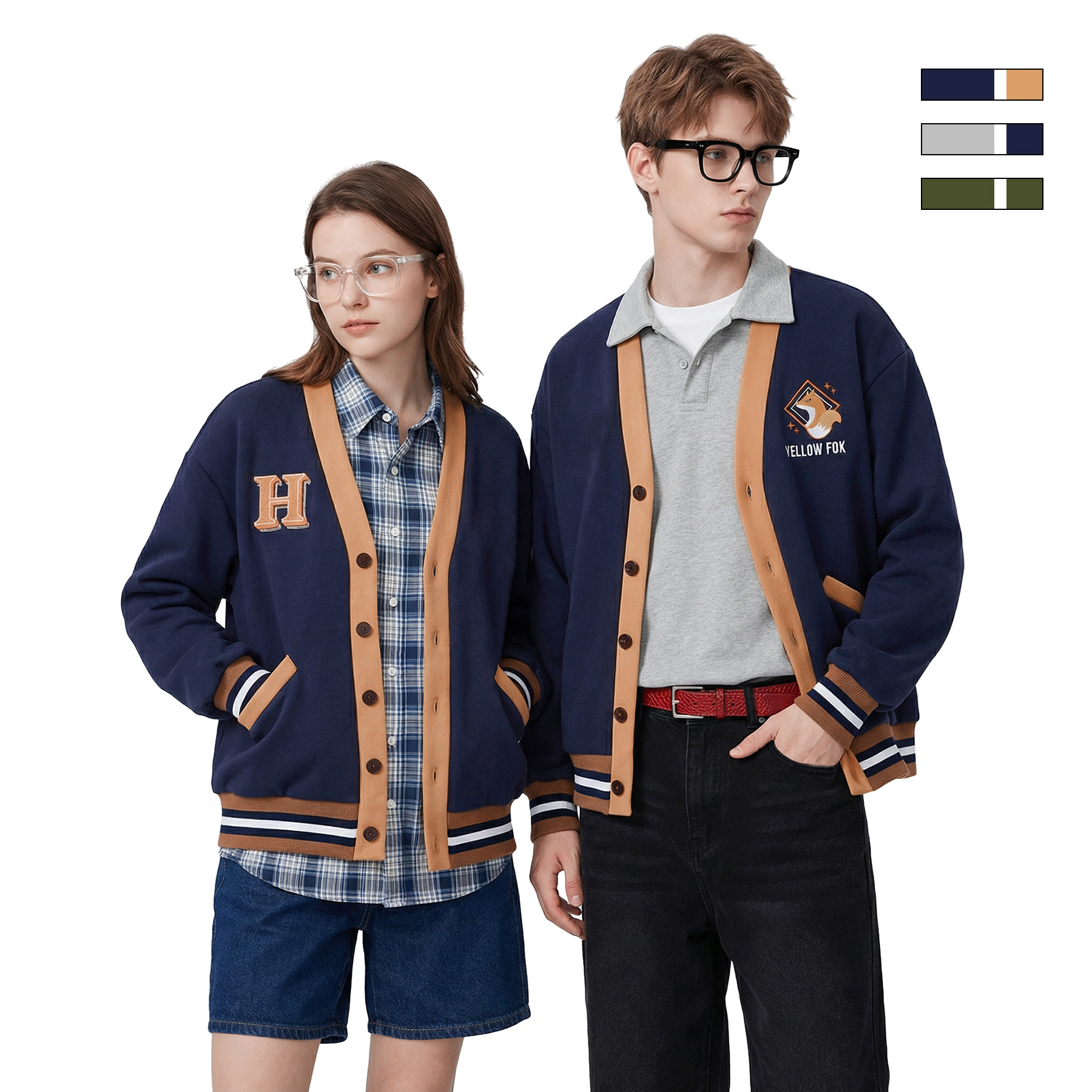Personalized Customization Cotton Varsity Cardigan 1