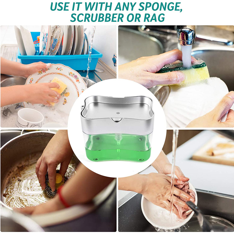 Sponge Holder Sink Dish Washing Soap Dispenser 13 Ounces 14