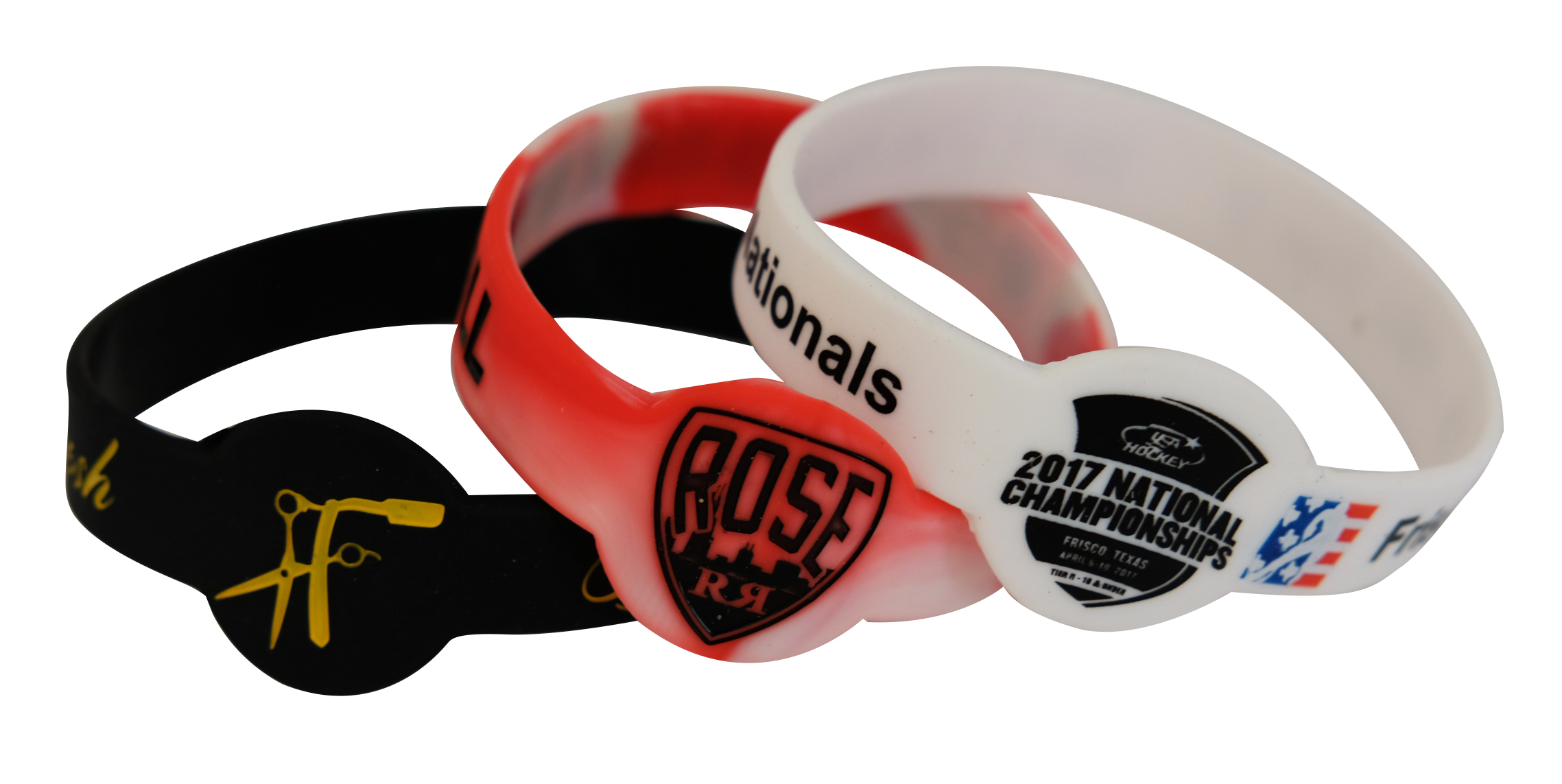 1/2 Inch Figured Silicone Wristband Keychain 1