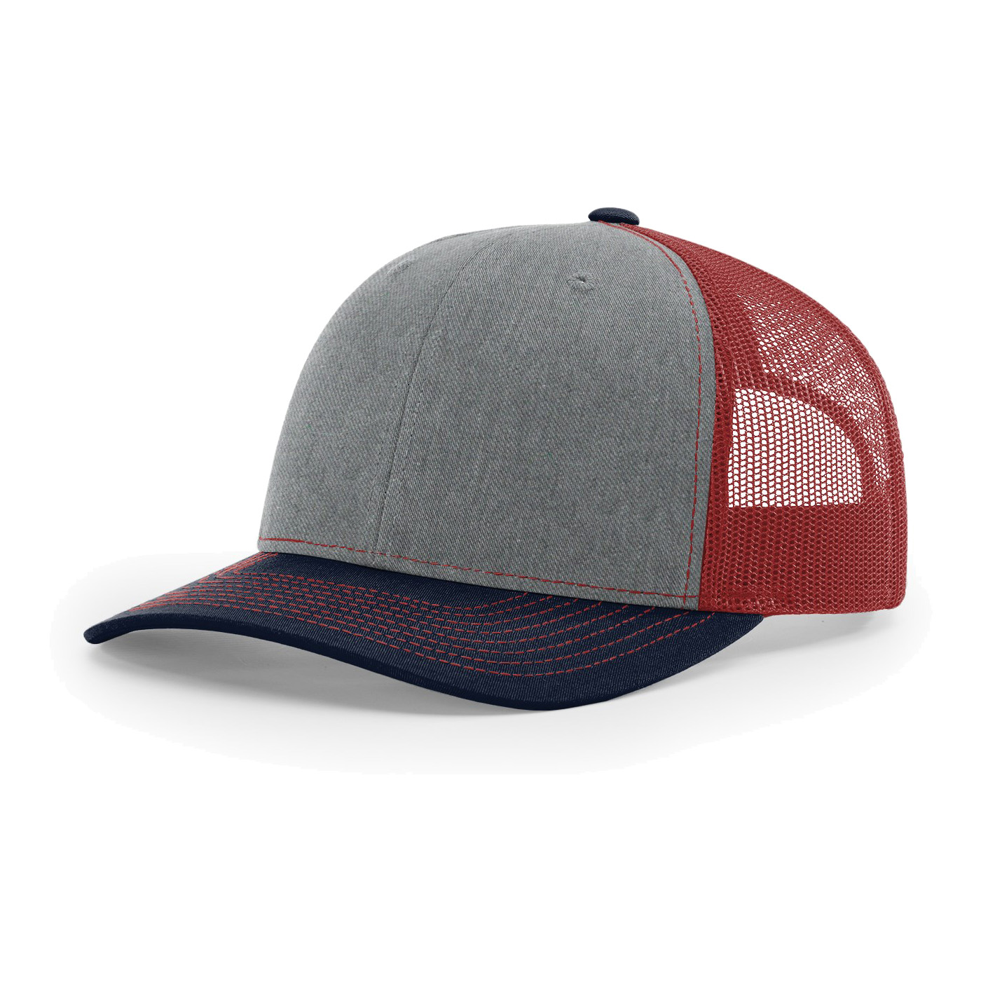 Richardson 112 6-Panel Snapback Trucker Hat w/Leatherette Adhesive Patches or Embroidery 80