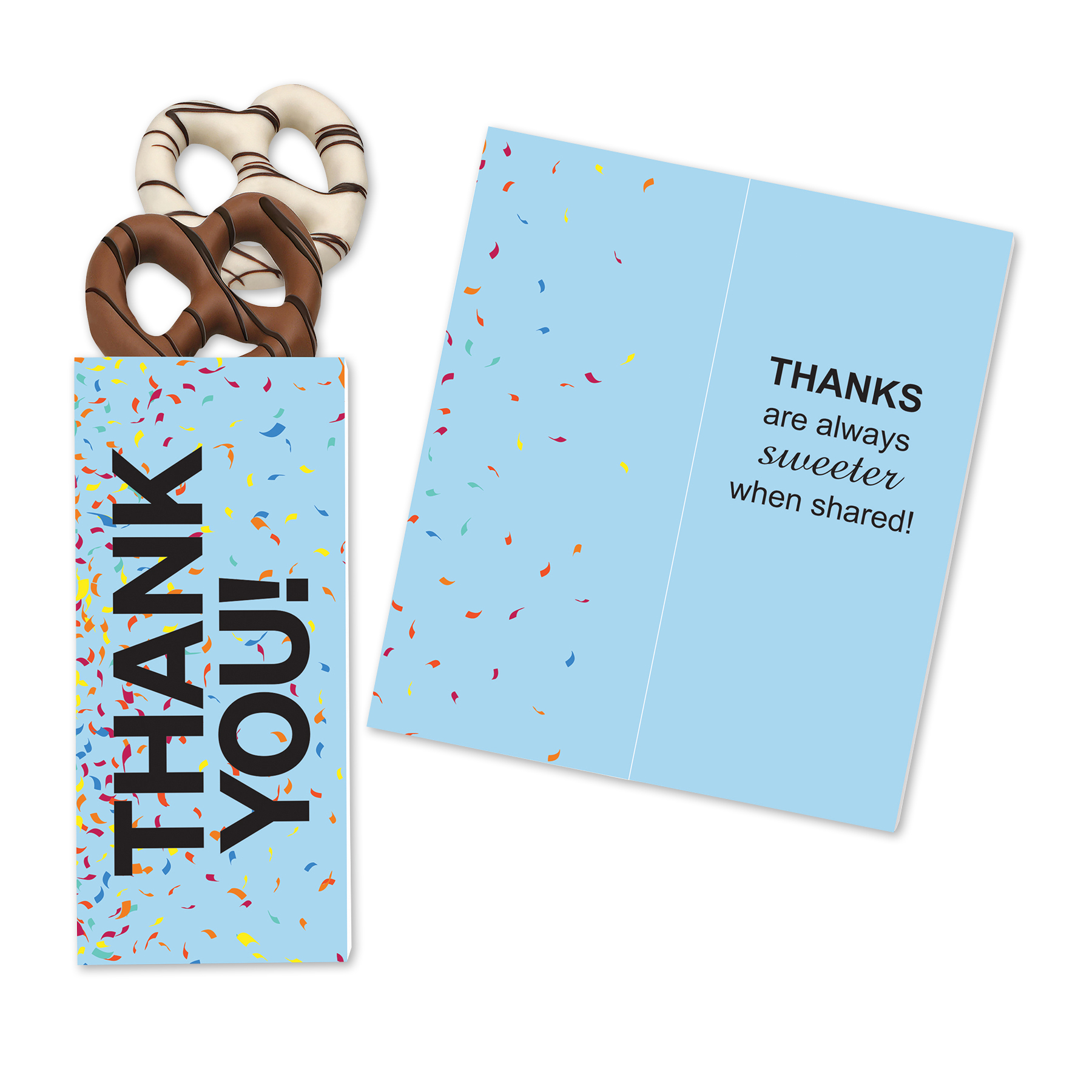 One Color Foil-Stamped Stock Gratitude Sweeter Cards with Chocolate Dipped Pretzels 2