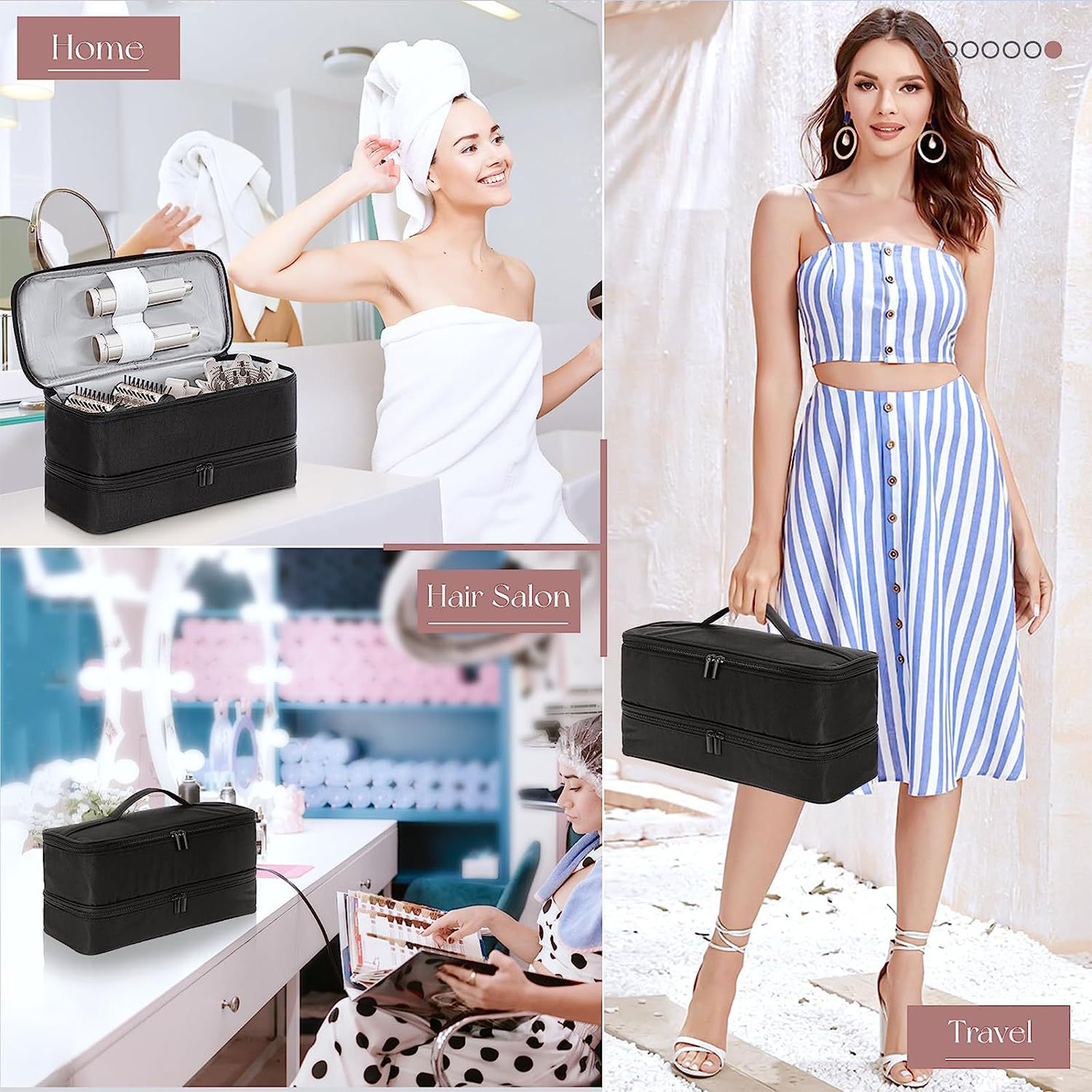 Double Suitcase Curly Hair Stick Storage Bag 2