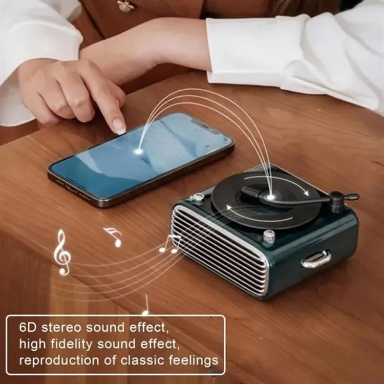 Retro Mini Bluetooth Speaker Vinyl Record Player Turntable 2
