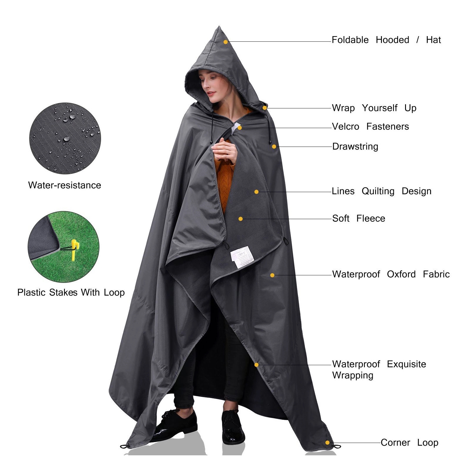 Hooded Waterproof Camping Blanket 3